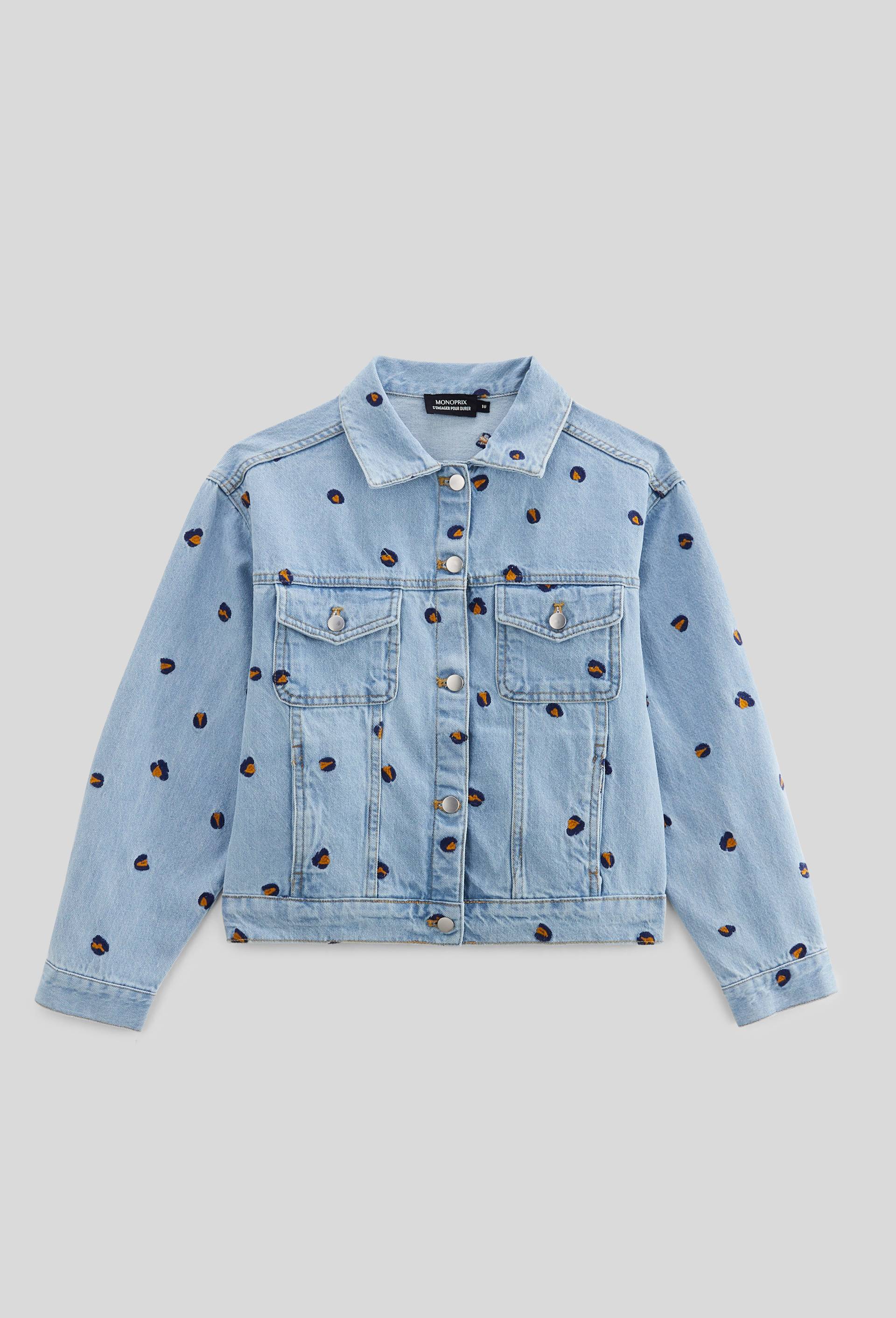 Veste brod&eacute;e en jean, Bleu, large image number 2.0