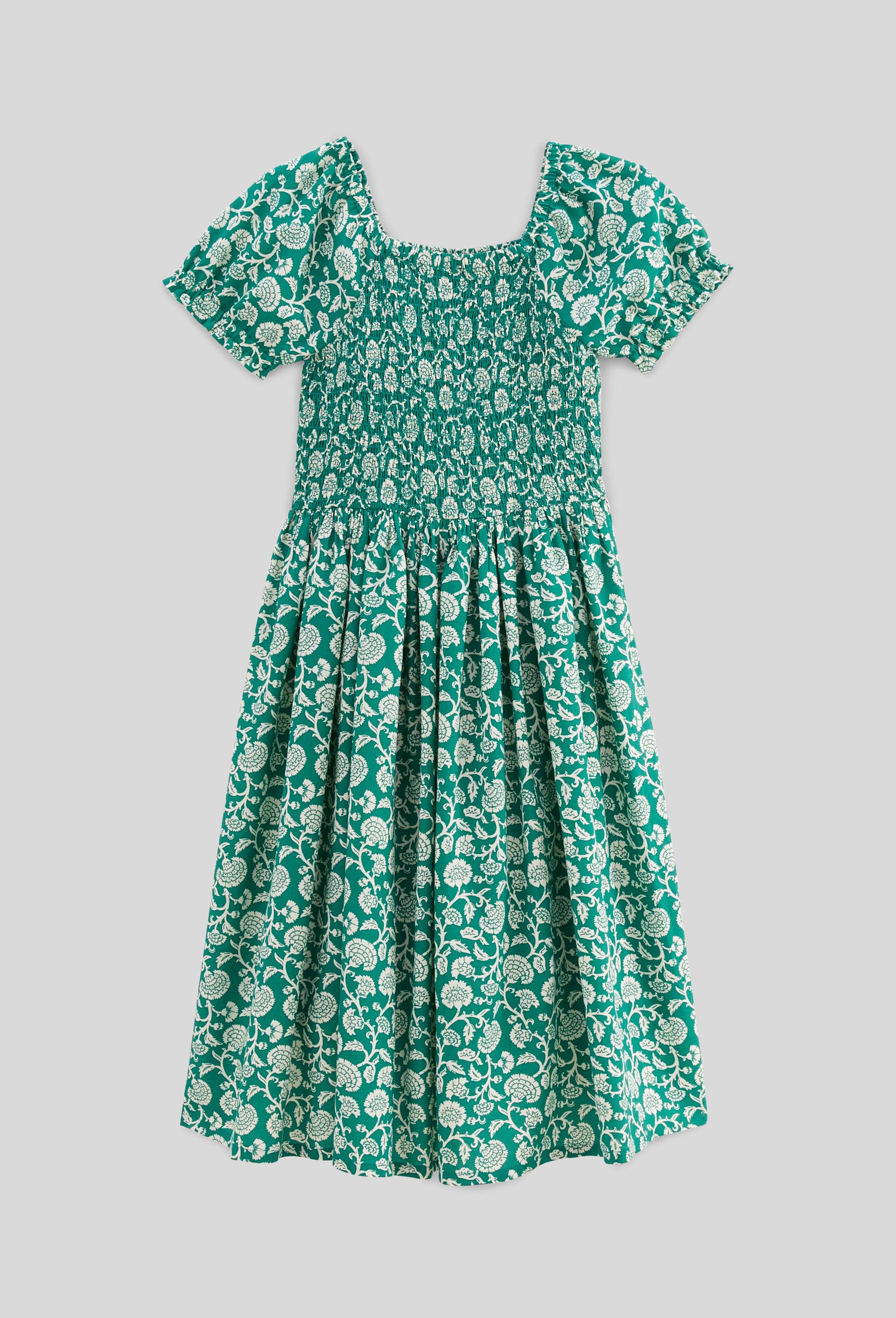 Robe longue &agrave; smocks imprim&eacute;e, Vert fonc&eacute;, large image number 0