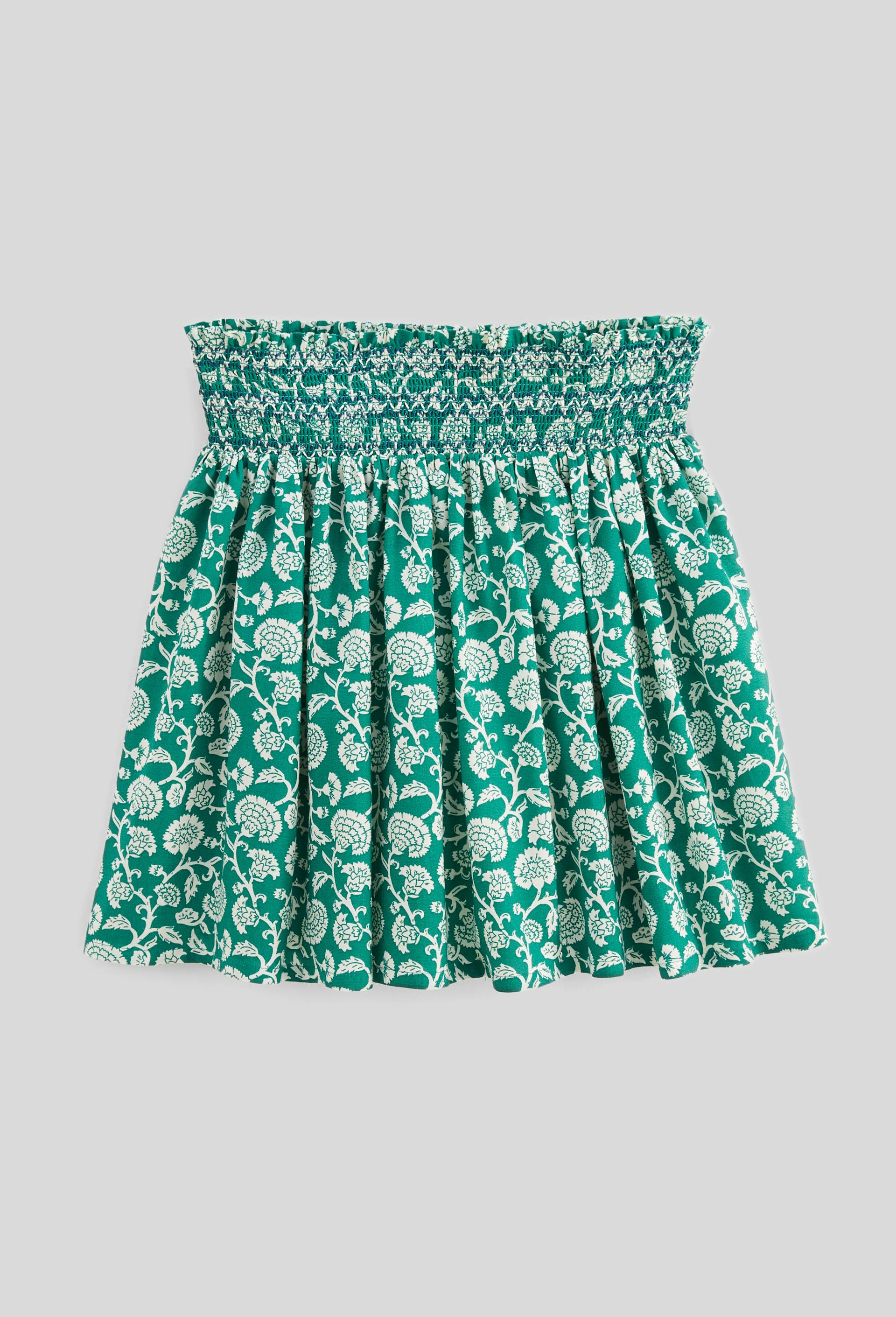 Jupe à smocks imprimée, Vert foncé, large image number 0.0