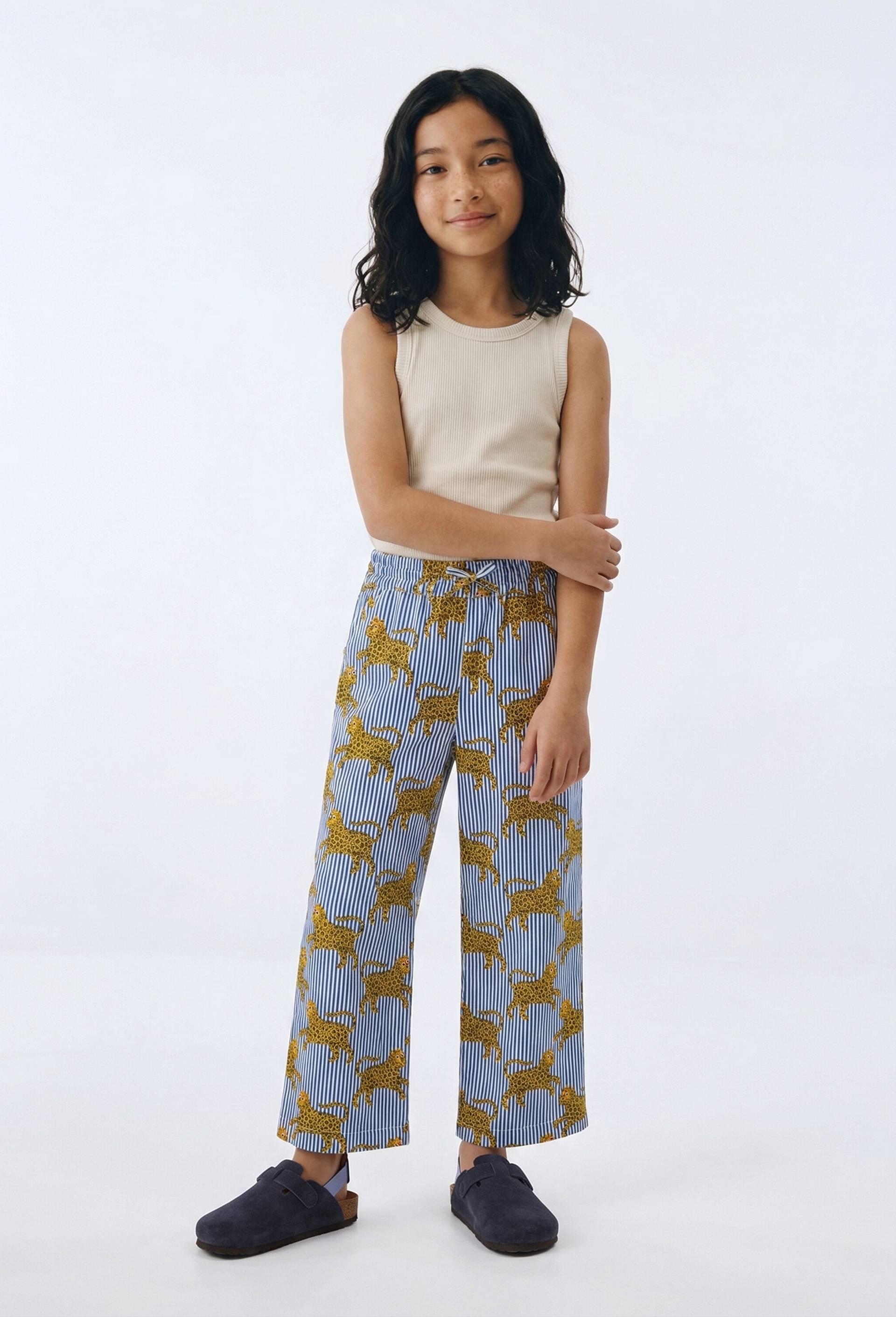 Pantalon imprim&eacute; en coton, Beige clair, large image number 0