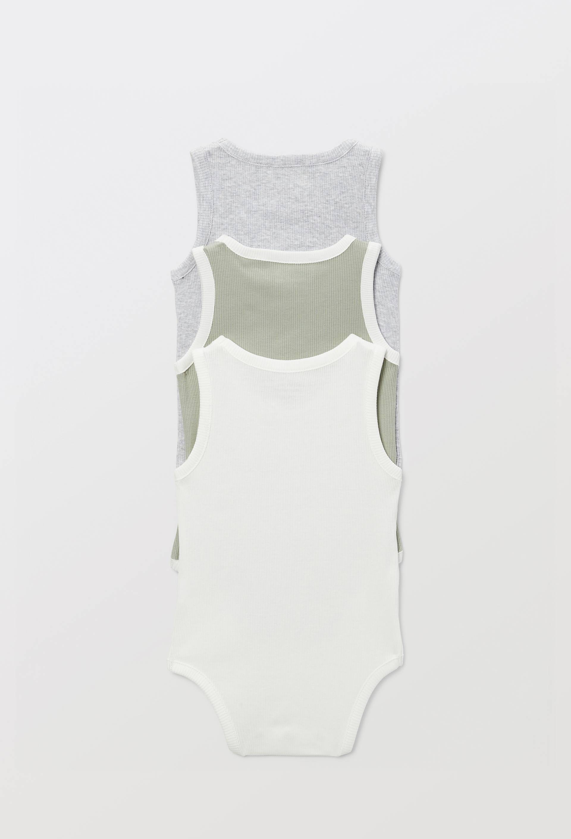 Lot de 3 bodies sans manches uni en coton BIO GOTS, Ecru, large image number 1