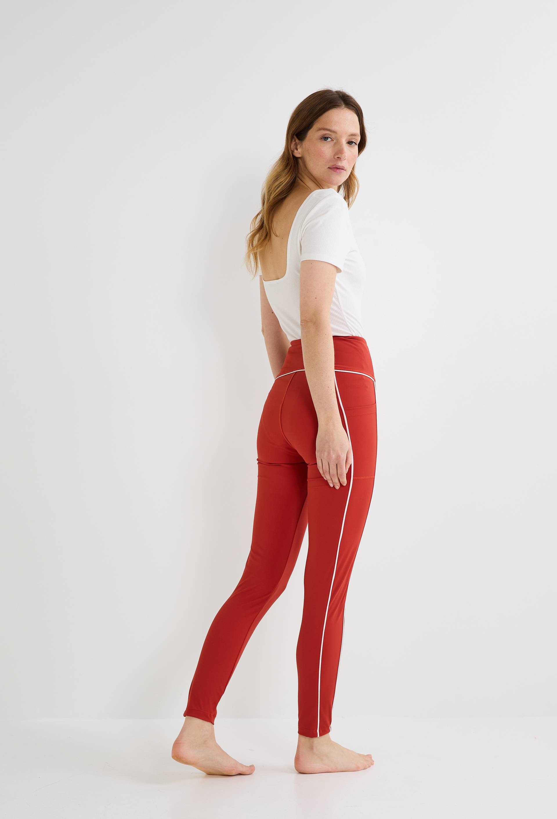 Legging de sport avec d&eacute;tails contrast&eacute;s, Orange fonc&eacute;, large image number 2.0