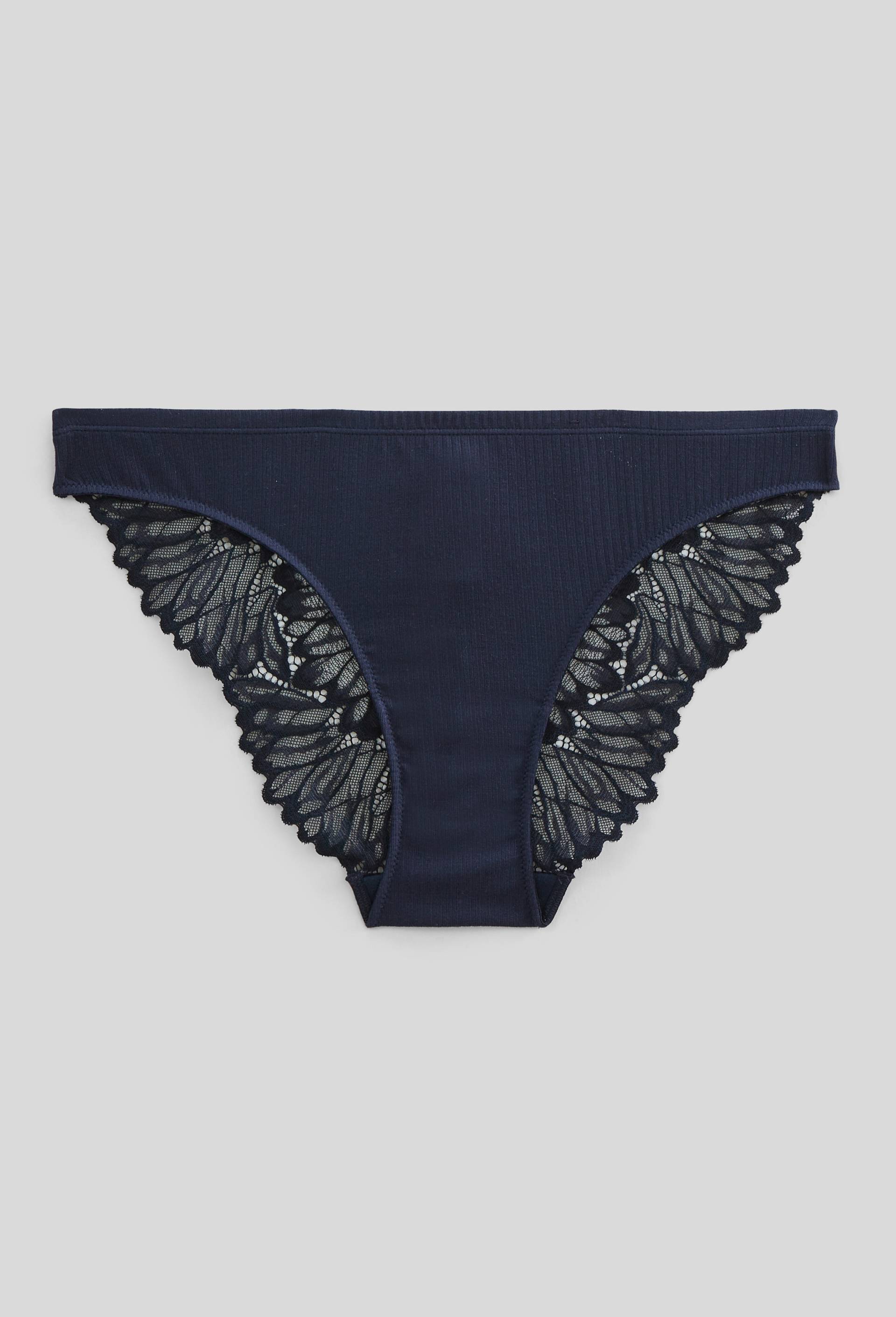 Culotte SYLVANA en modal et dentelle, Bleu fonc&eacute;, large image number 2