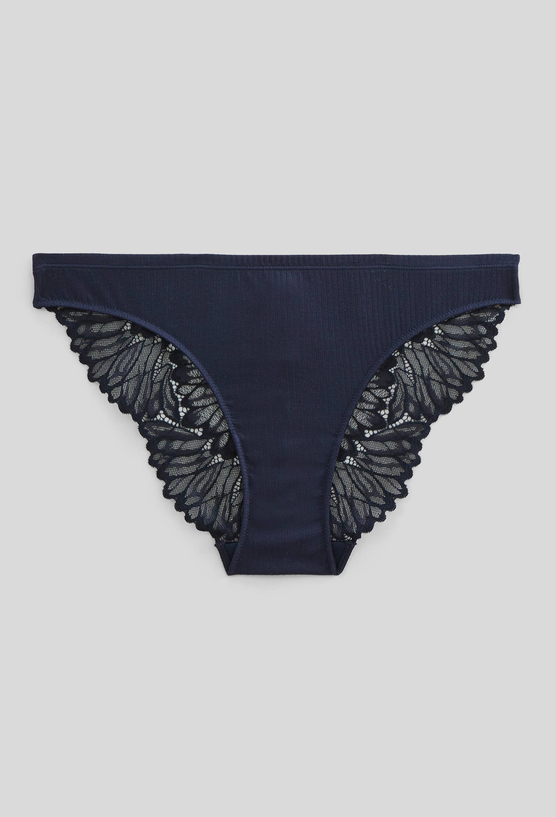 Culotte SYLVANA en modal et dentelle, Bleu fonc&eacute;, large image number 3