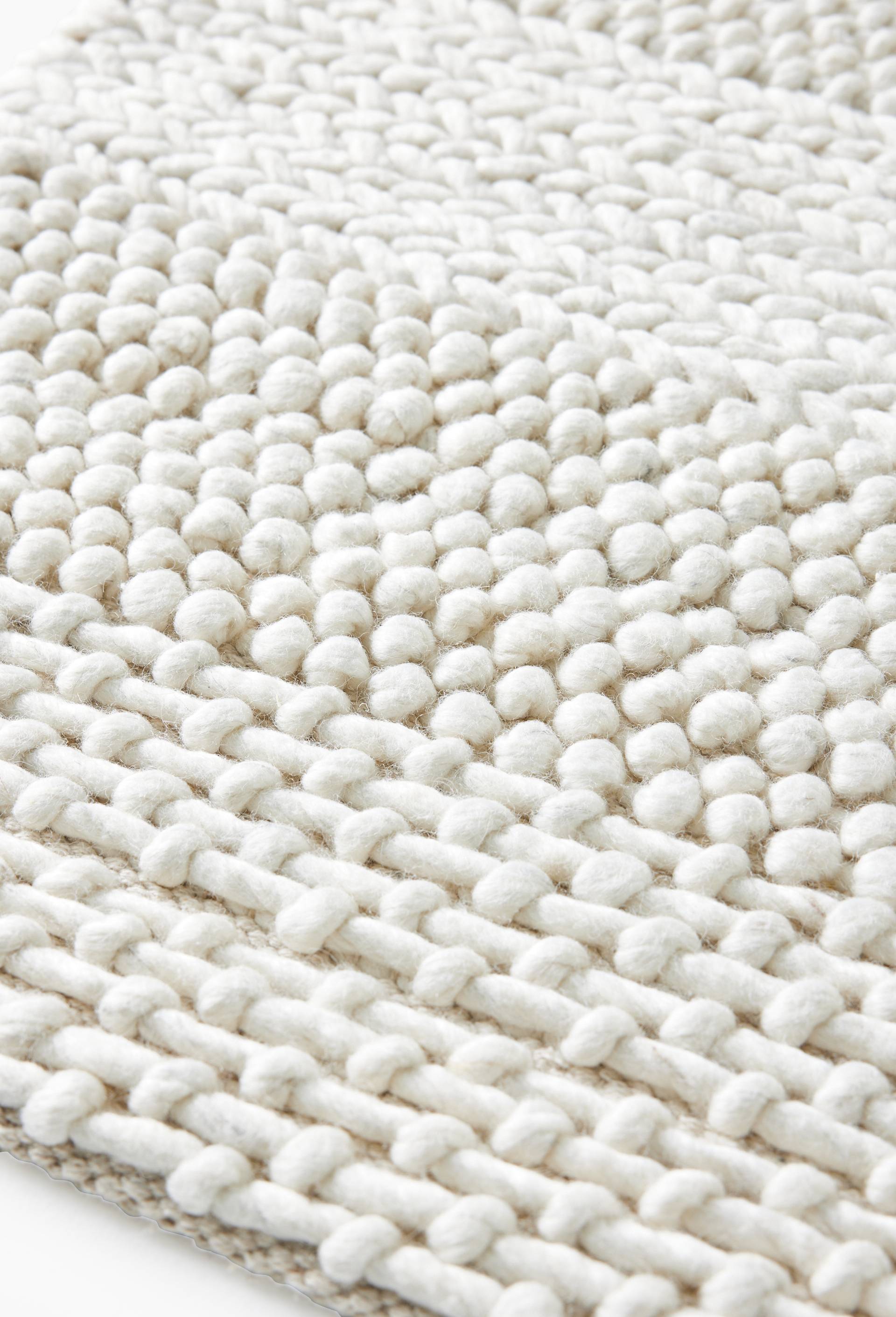 Tapis laine effet tricot, 120x180cm, 100% laine, Ecru, large image number 2