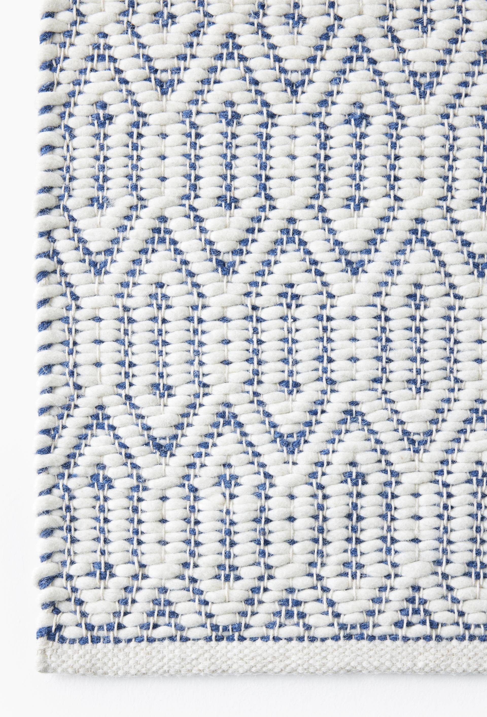 Tapis &agrave; rayures, 60x90cm, en laine et coton, Ecru, large image number 1