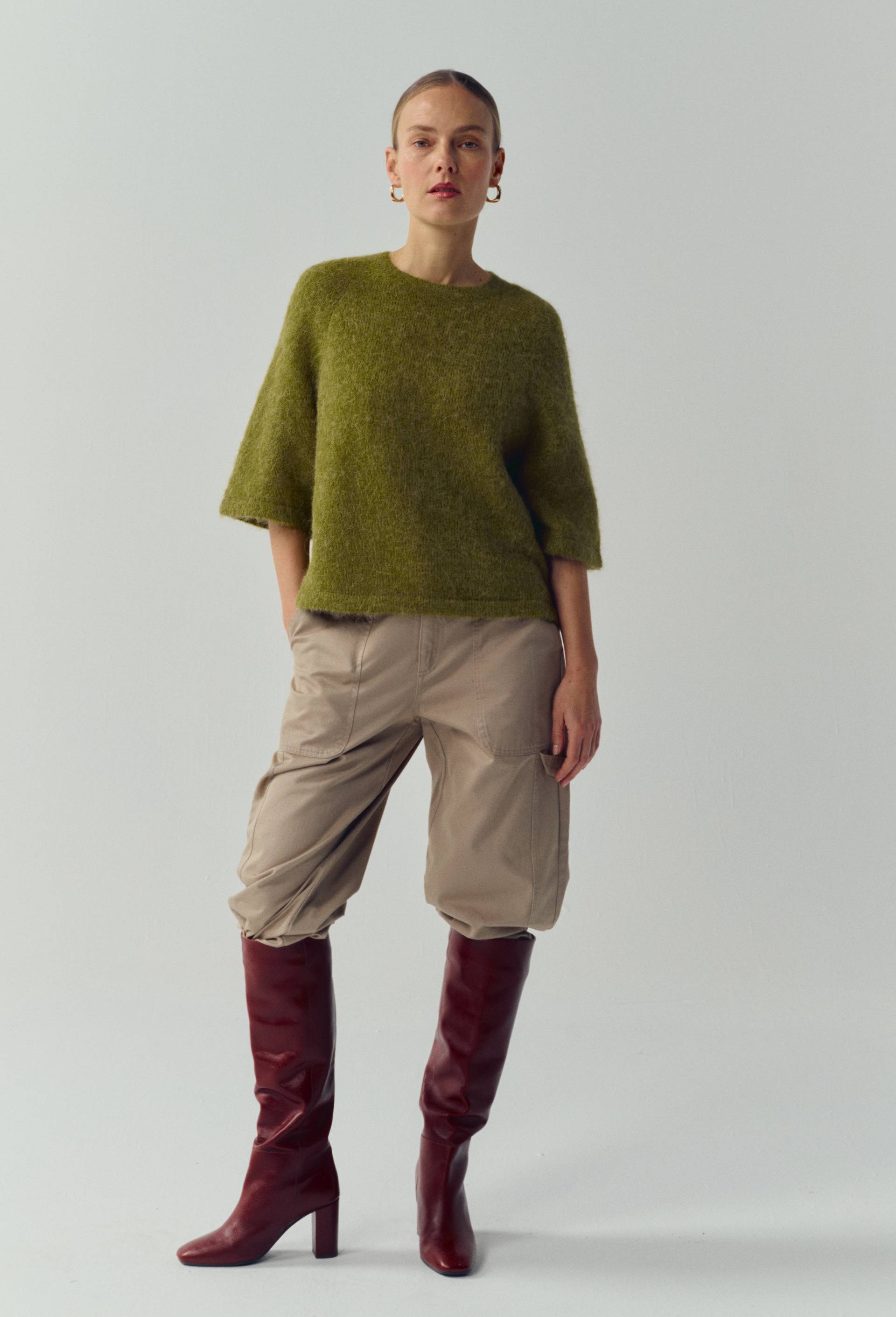 Pantalon cargo en coton, Beige, large image number 0