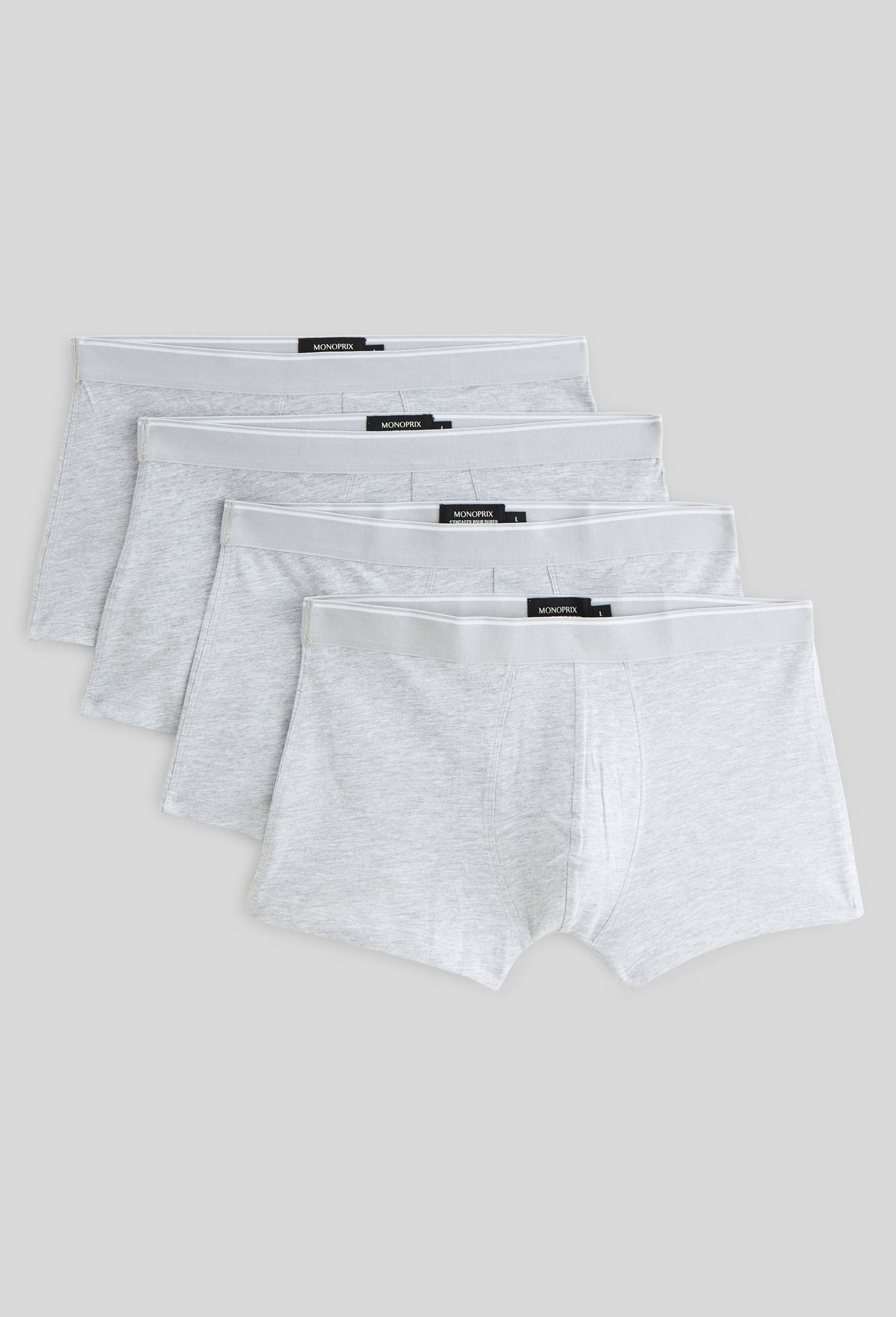 Lot de 4 boxers en coton bio, certifi&eacute; OEKO-TEX, Gris, large image number 0