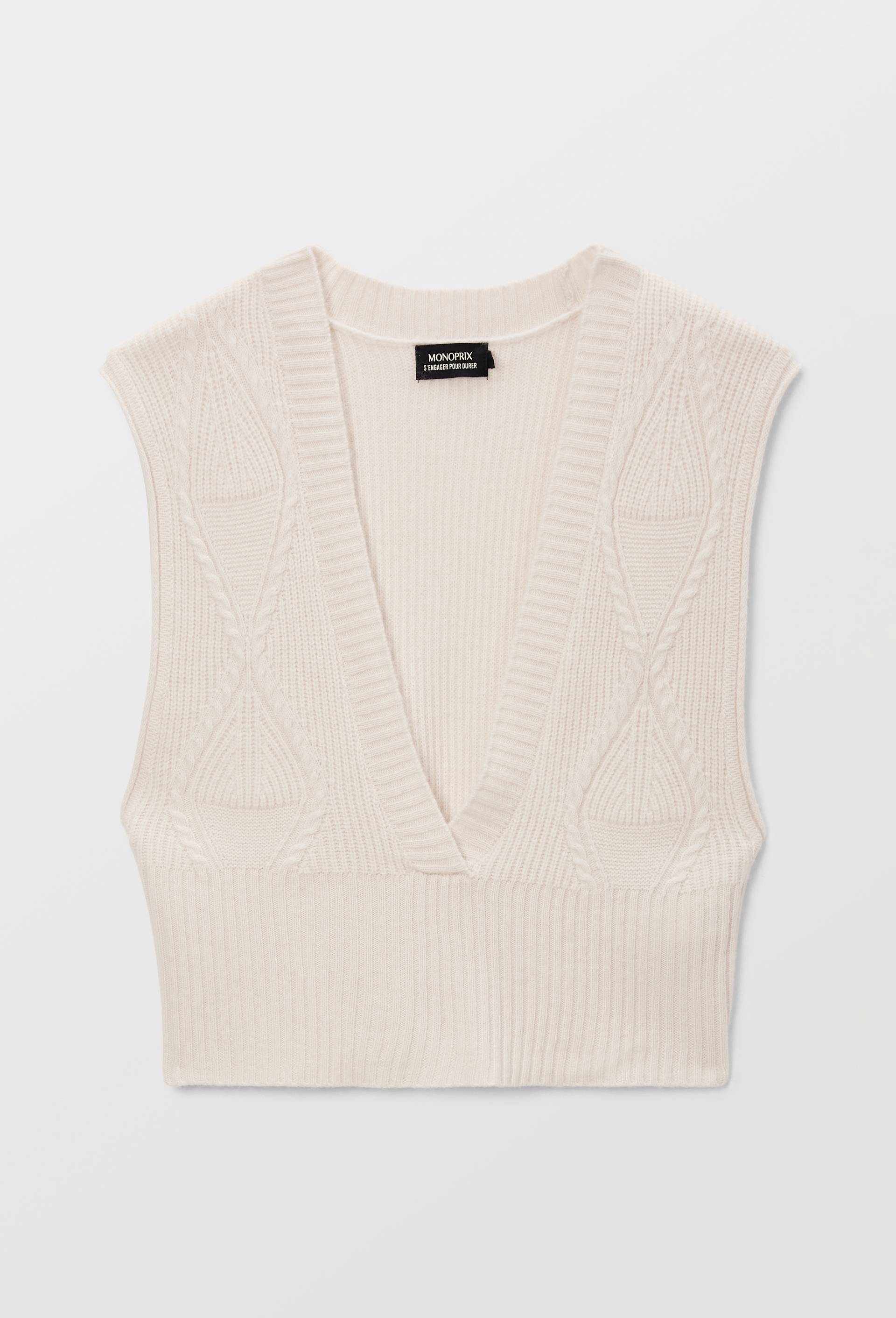 Pull sans manches en laine, Ecru, large image number 2.0