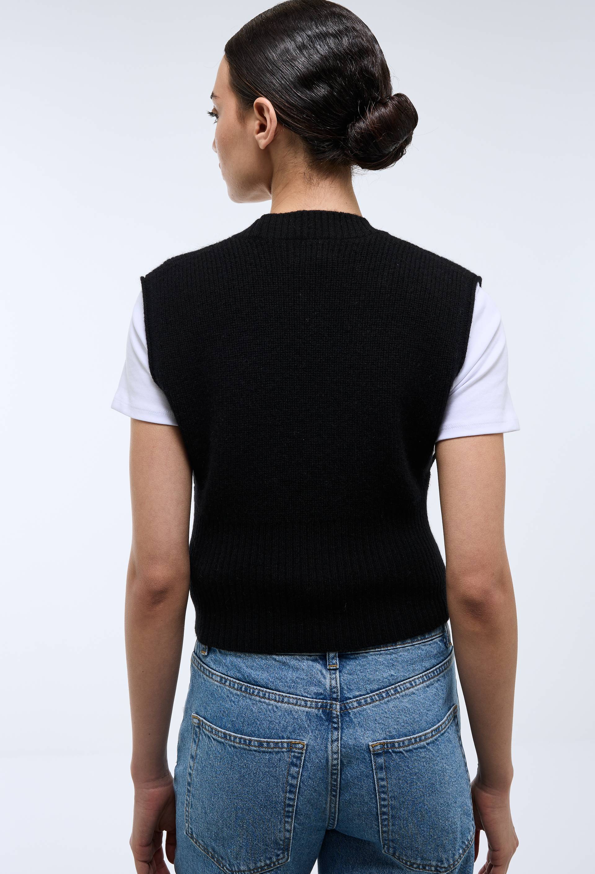 Pull sans manches en laine, Noir, large image number 1.0