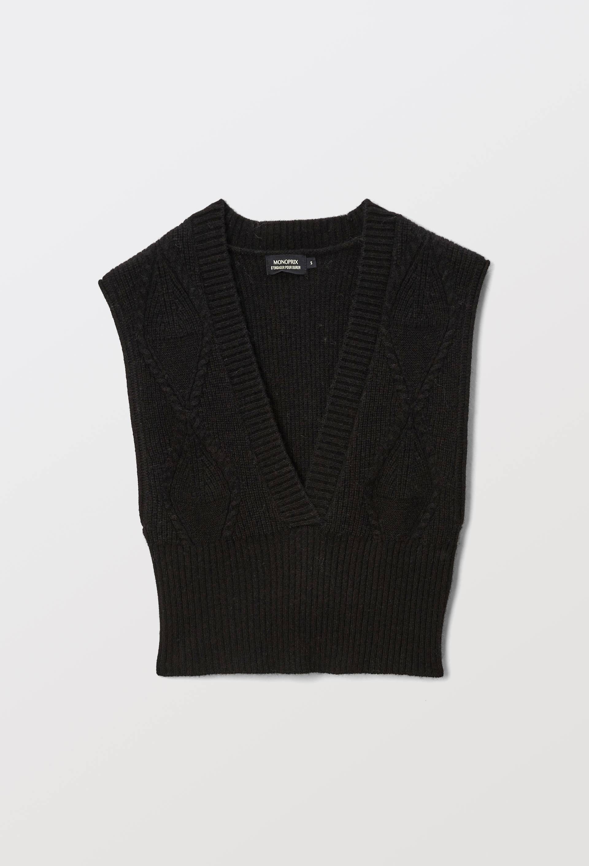 Pull sans manches en laine, Noir, large image number 2.0