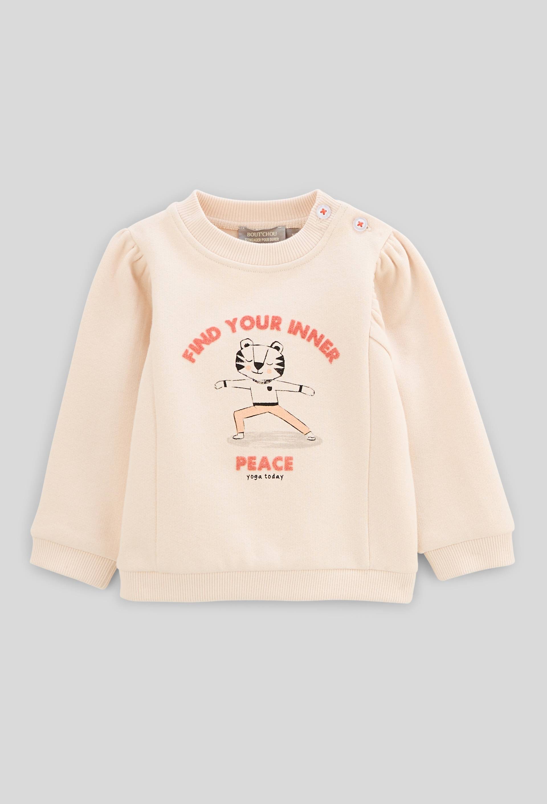 Sweat imprim&eacute; en coton BIO GOTS, Beige clair, large image number 0