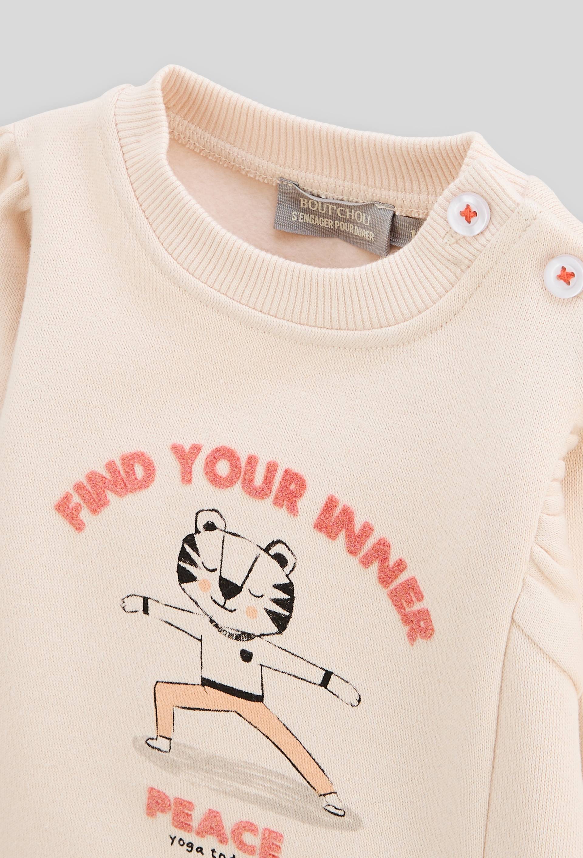 Sweat imprim&eacute; en coton BIO GOTS, Beige clair, large image number 2