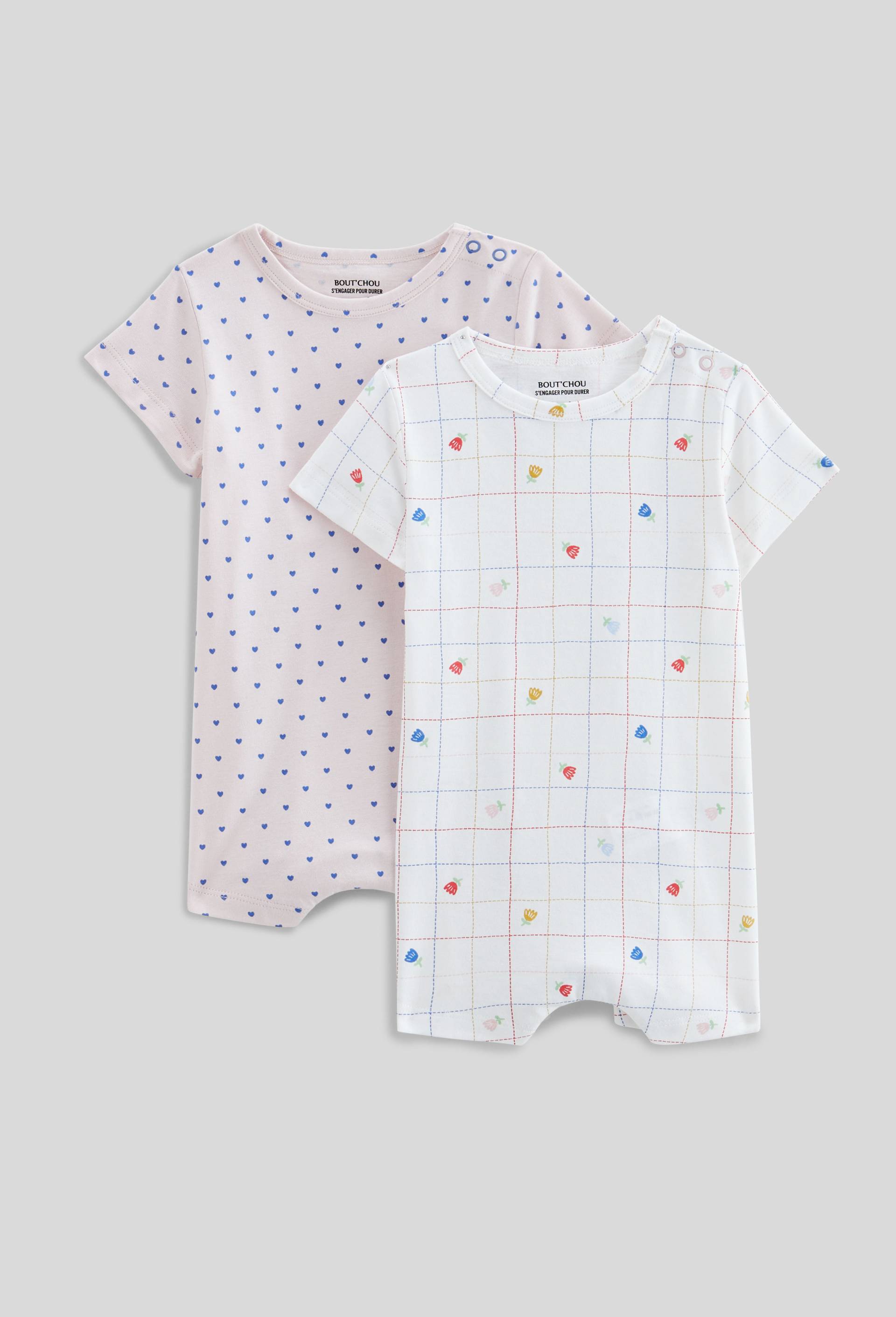 Lot de 2 combinaisons courtes en coton BIO GOTS, Ecru, large image number 0