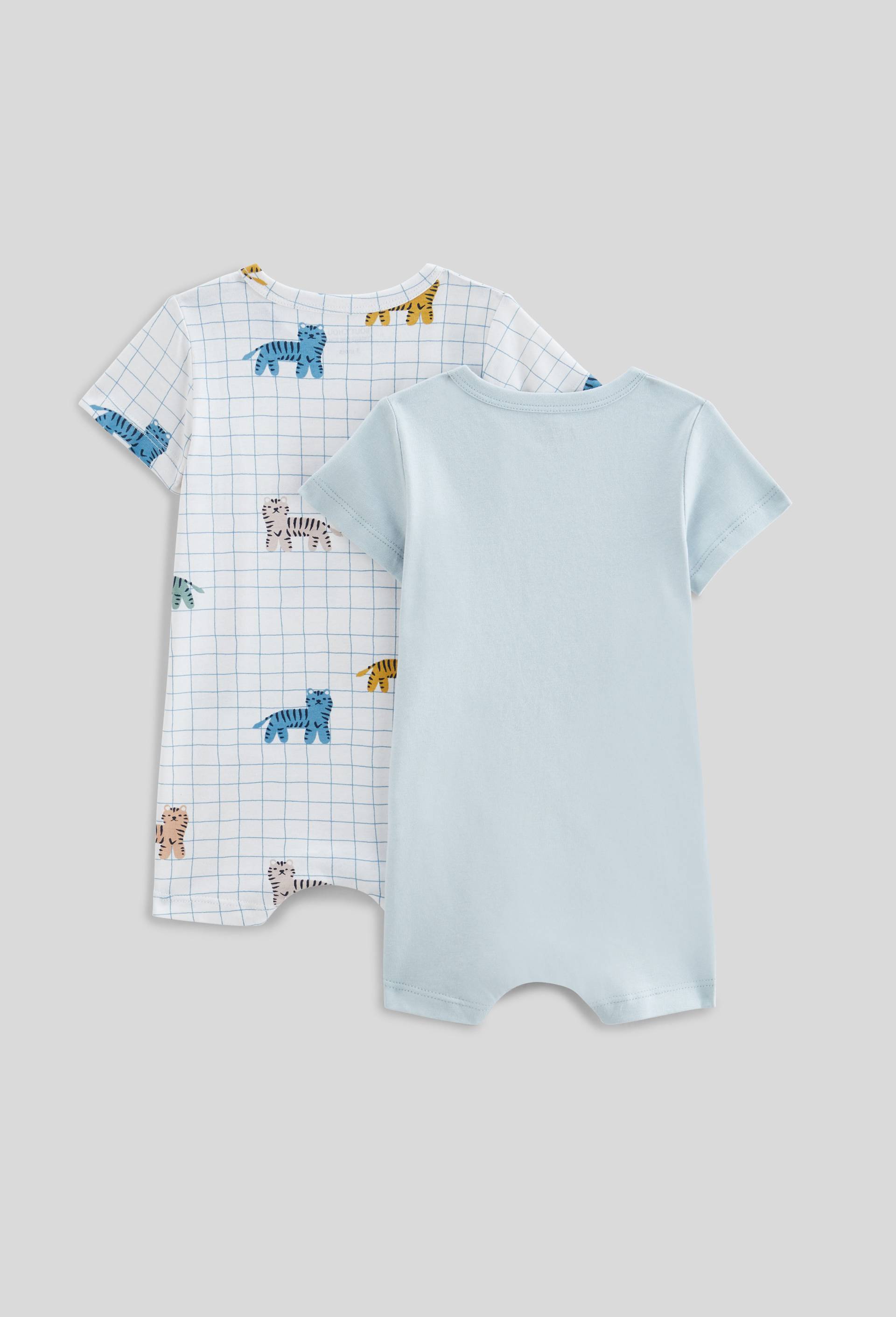 Lot de 2 combinaisons courtes en coton BIO GOTS, Beige clair, large image number 1
