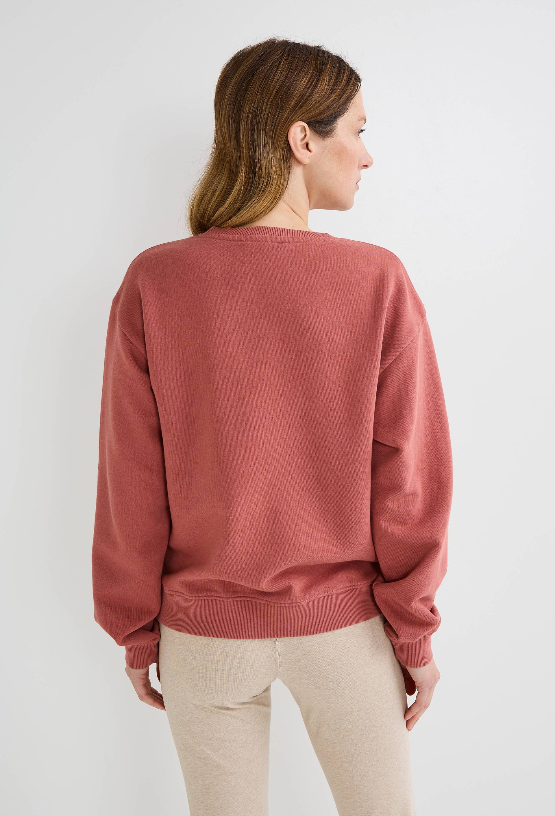 Sweat col rond en molleton de coton BIO, Rose fonc&eacute;, large image number 1