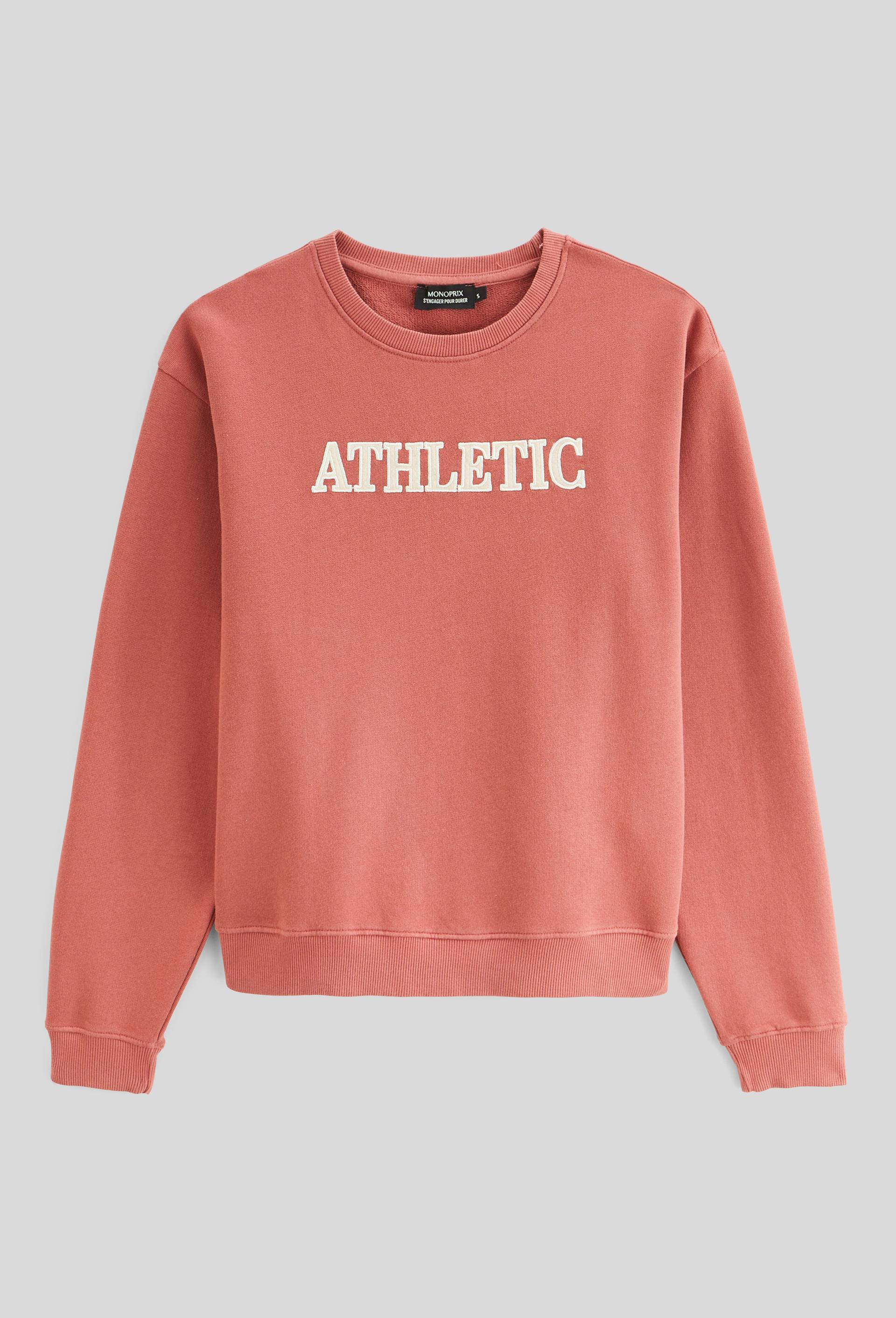Sweat col rond en molleton de coton BIO, Rose fonc&eacute;, large image number 2
