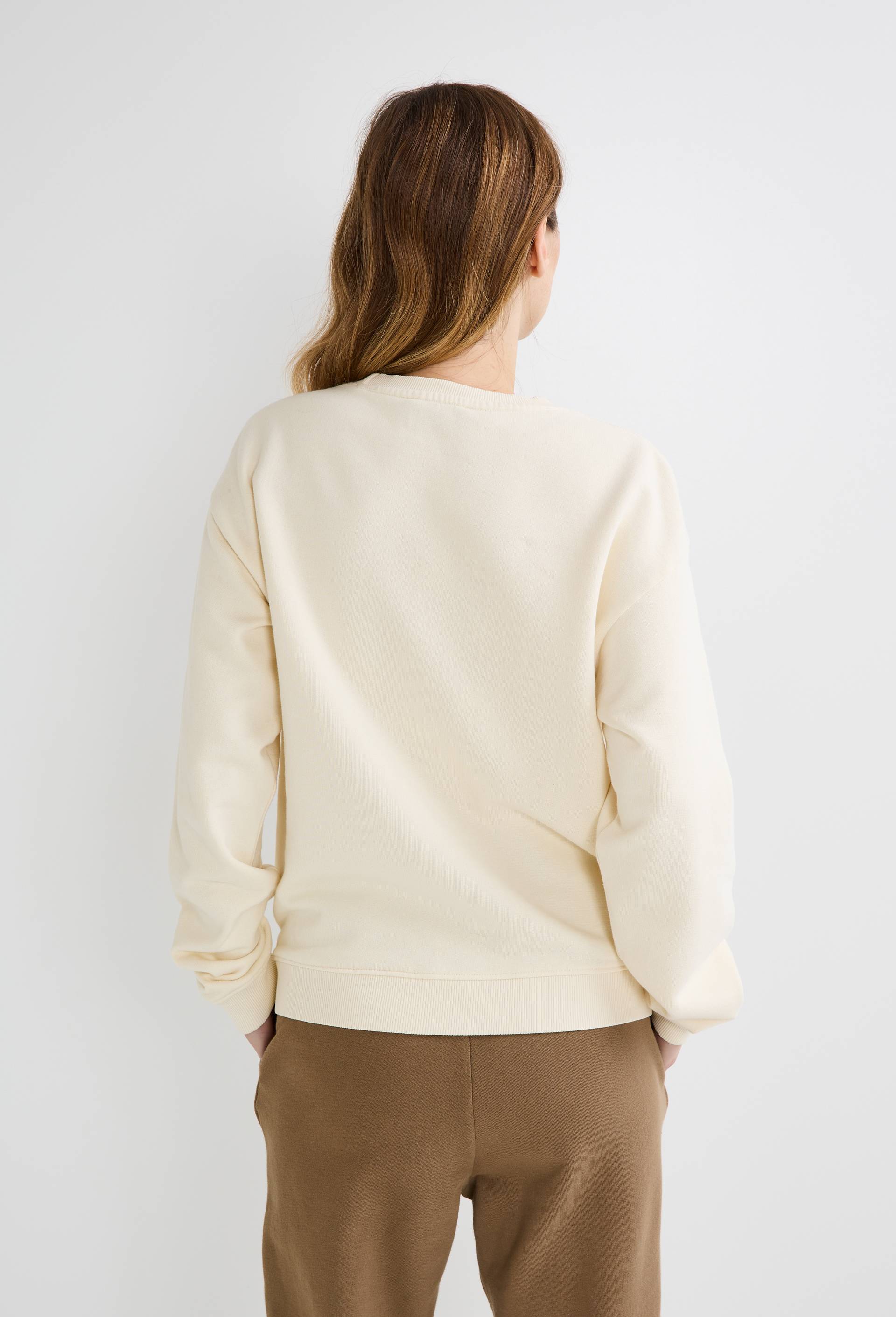 Sweat col rond en molleton de coton BIO, Beige clair, large image number 1