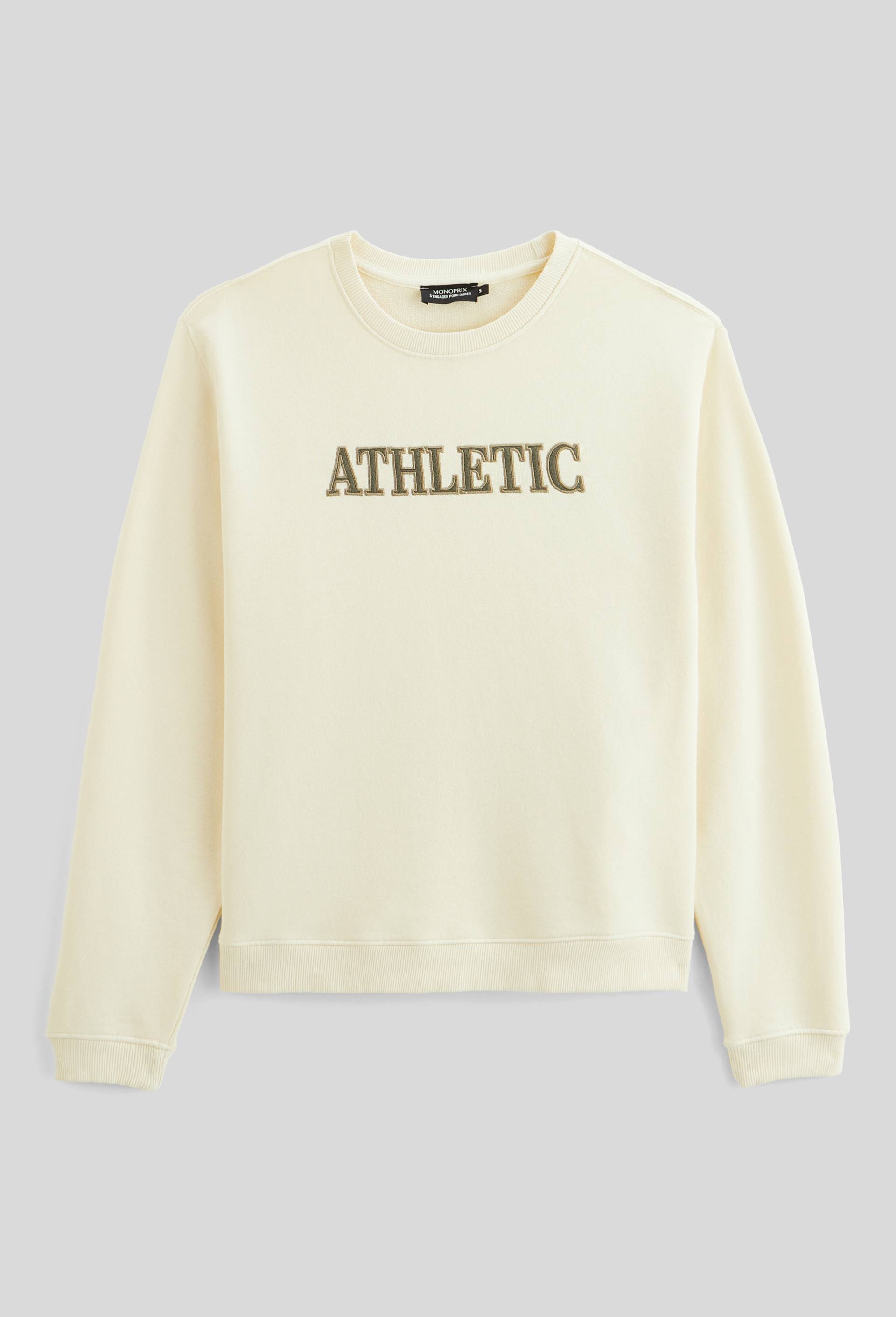 Sweat col rond en molleton de coton BIO, Beige clair, large image number 2