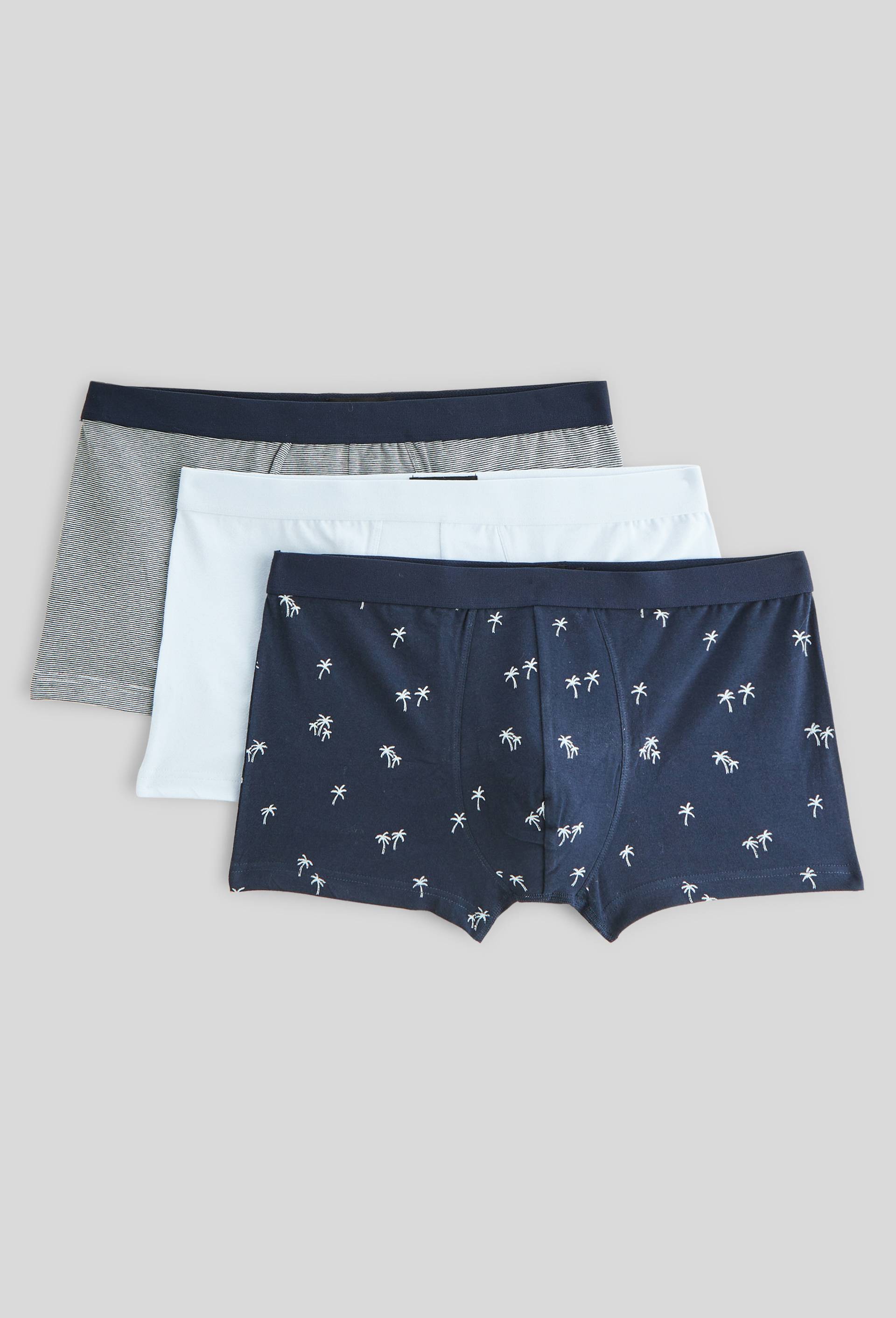 Lot de 3 boxers &agrave; imprim&eacute; en coton BIO GOTS, Bleu fonc&eacute;, swatch image