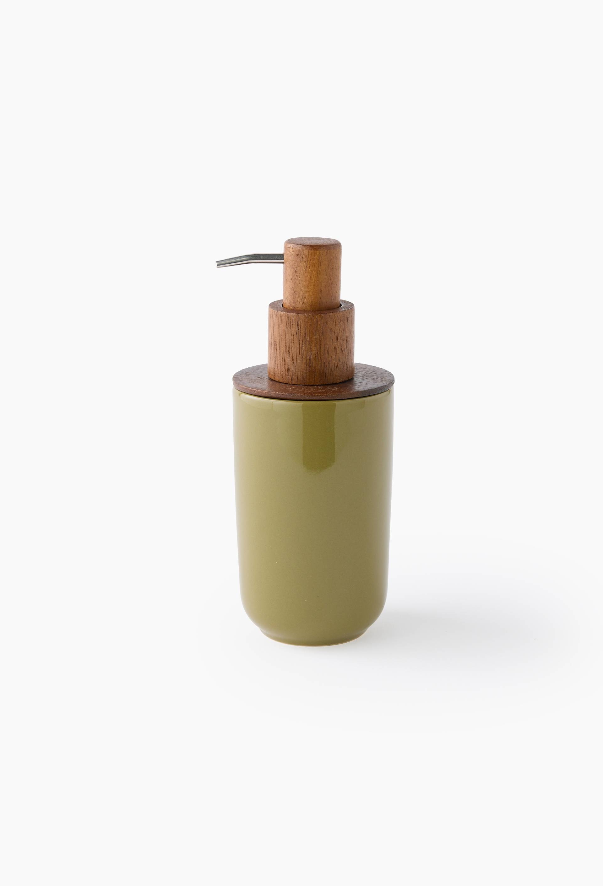 Distributeur De Savon En Verre Vert Mat 8x8x18cm | Maisons Du Monde