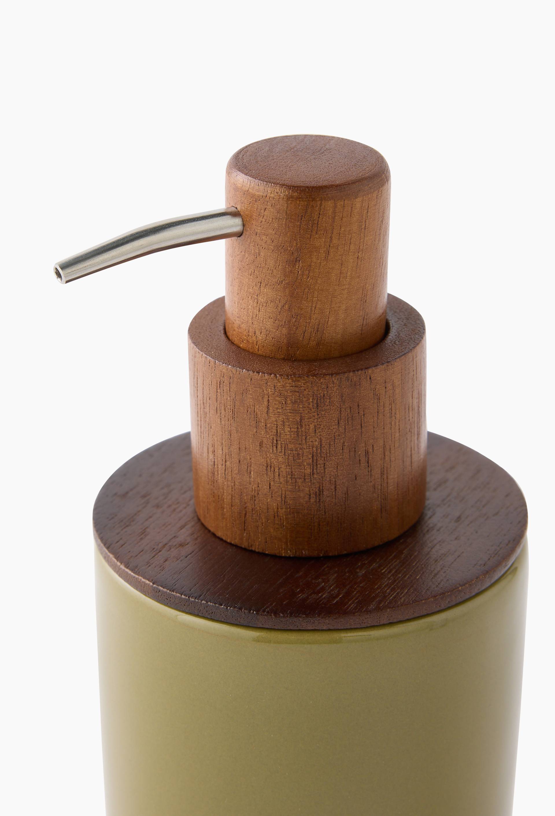Distributeur de savon, en c&eacute;ramique  18,7x7,5x7,5cm, Vert fonc&eacute;, large image number 1