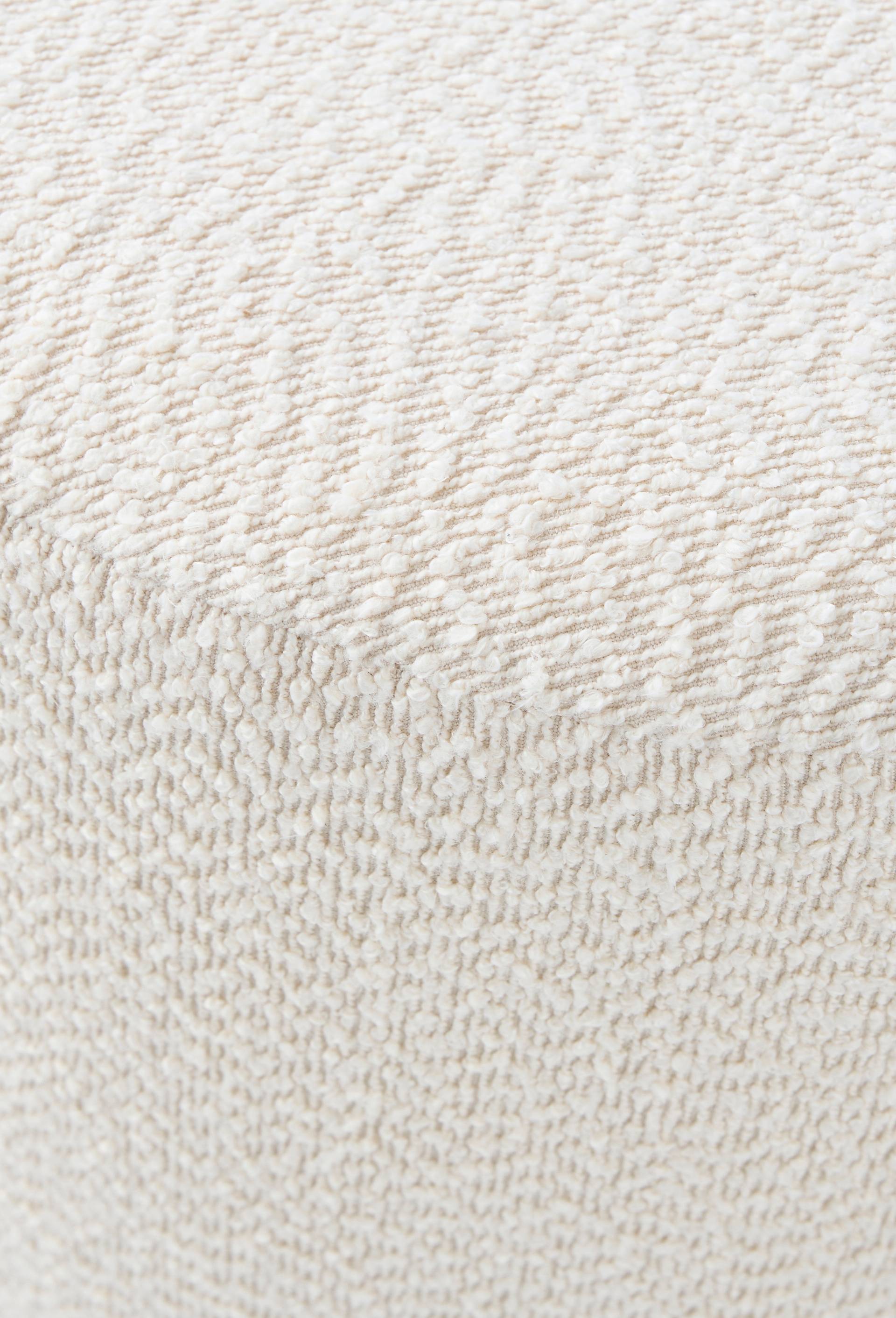 Pouf rond rigide, D42xh40cm, en polyester et bois, Ecru, large image number 1.0