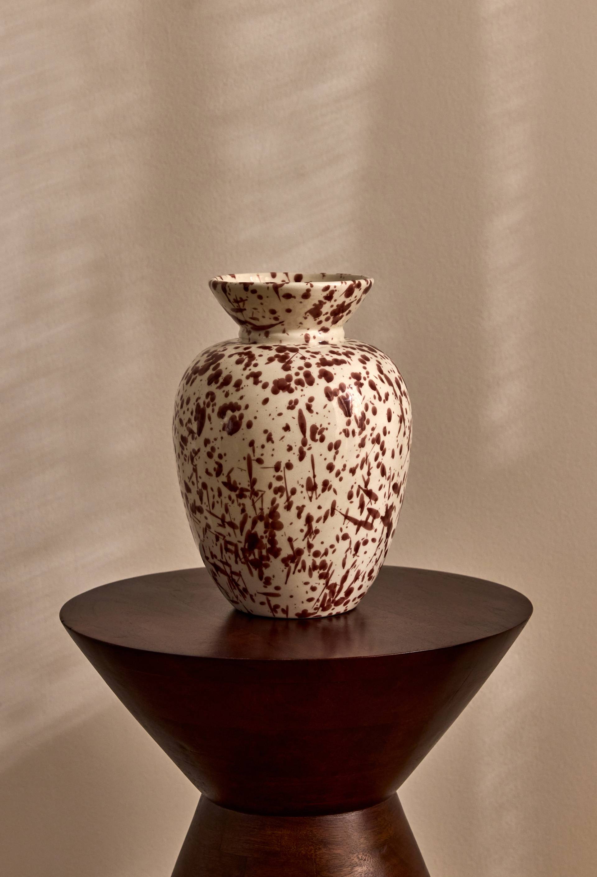 Vase avec taches, 15xH20cm, en c&eacute;ramique, Orange fonc&eacute;, large image number 0