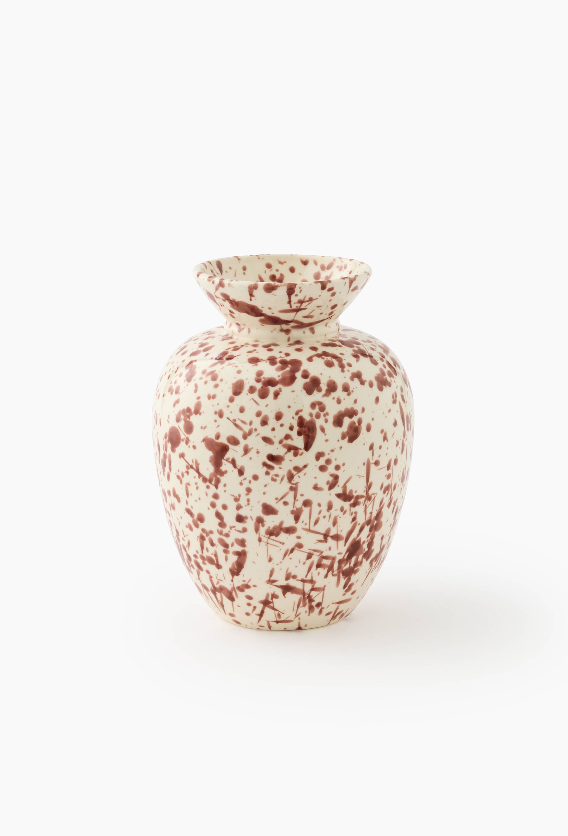 Vase avec taches, 15xH20cm, en c&eacute;ramique, Orange fonc&eacute;, large image number 1