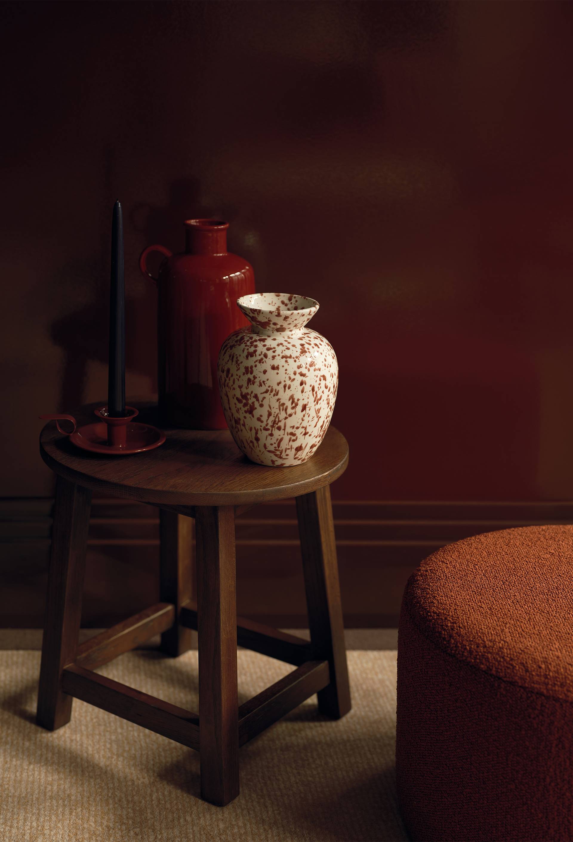 Vase avec taches, 15xH20cm, en c&eacute;ramique, Orange fonc&eacute;, large image number 3