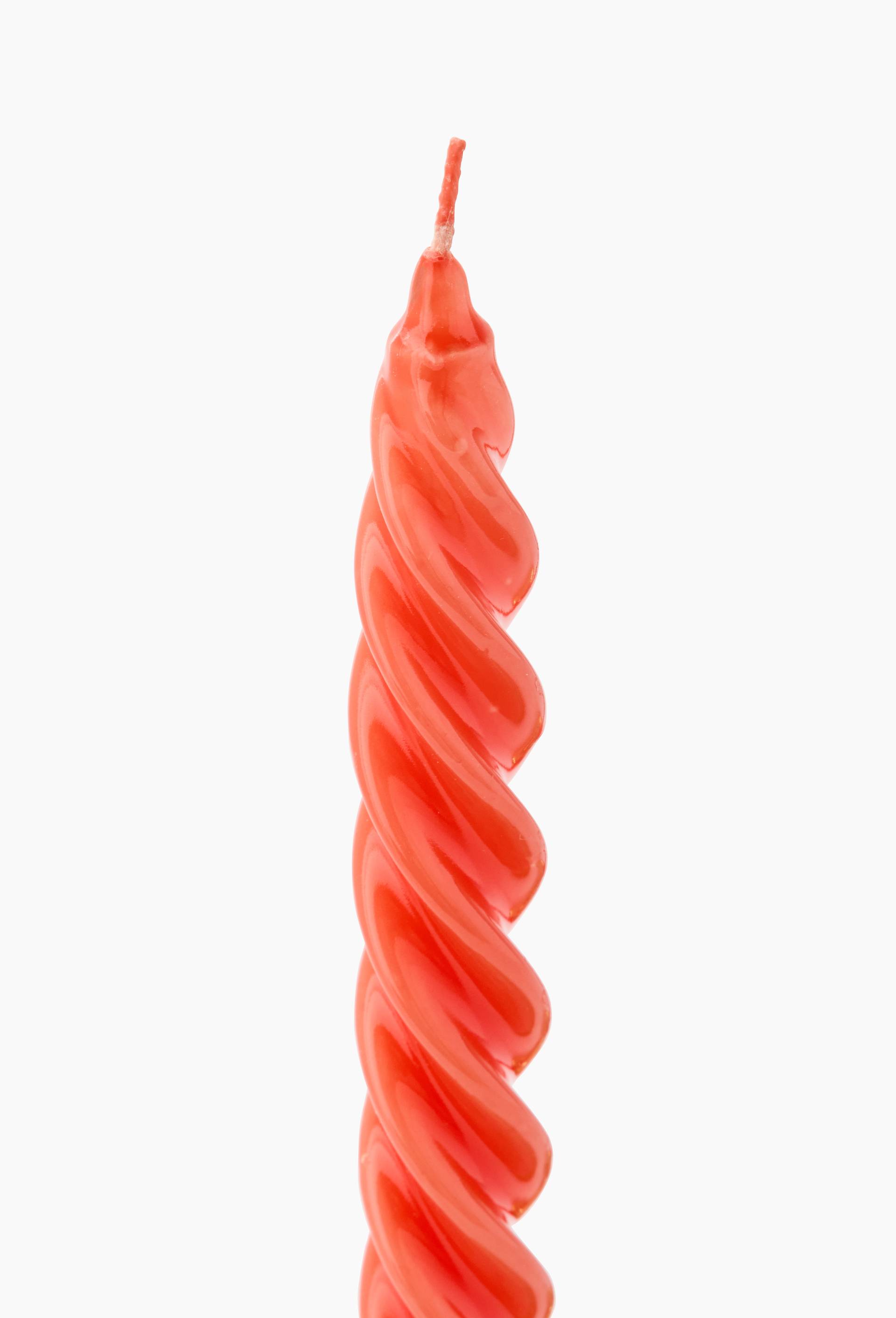 Lot de 2 bougies torsad&eacute;es, Orange, large image number 1