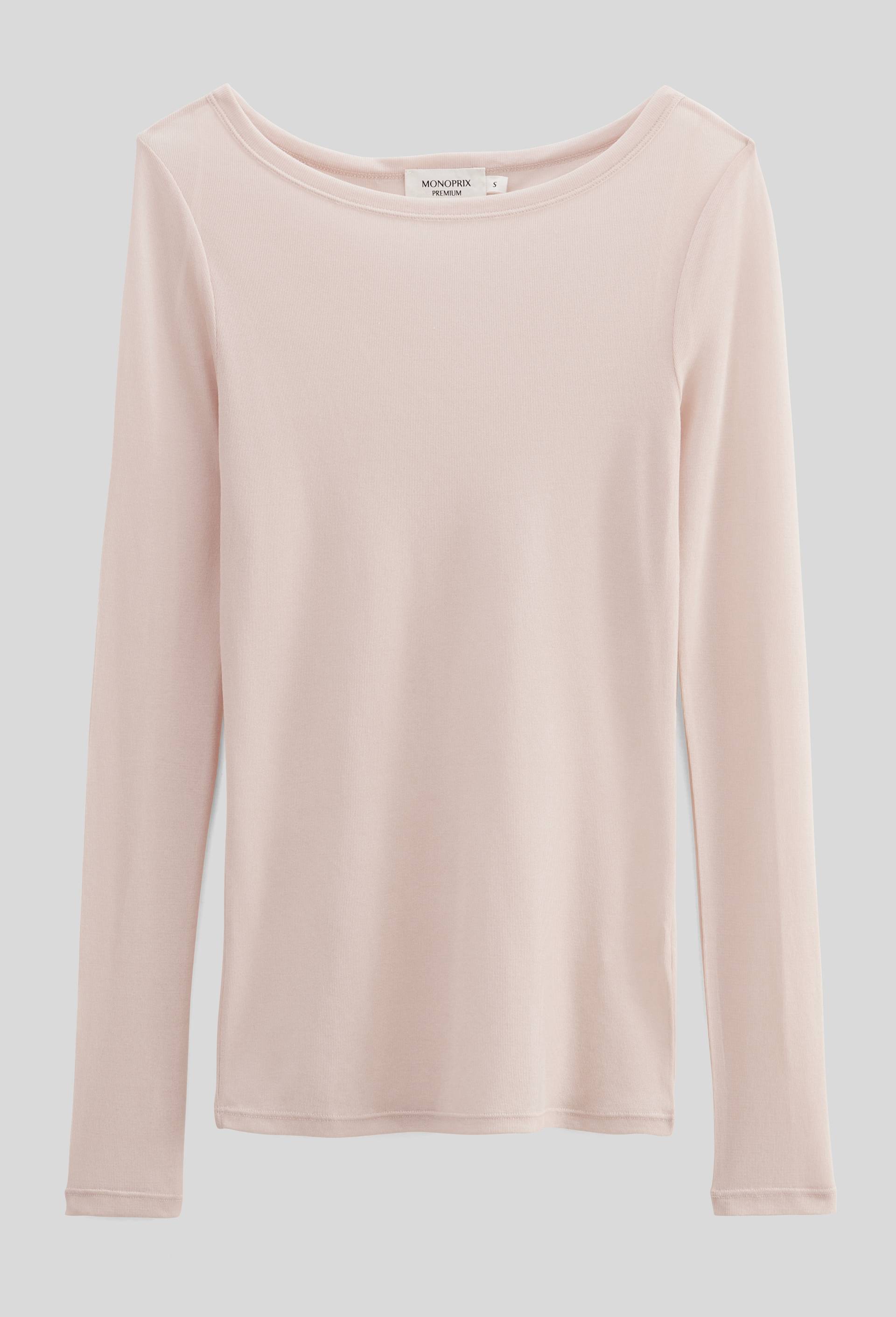 T-shirt manches longues en soie, Rose clair, large image number 2