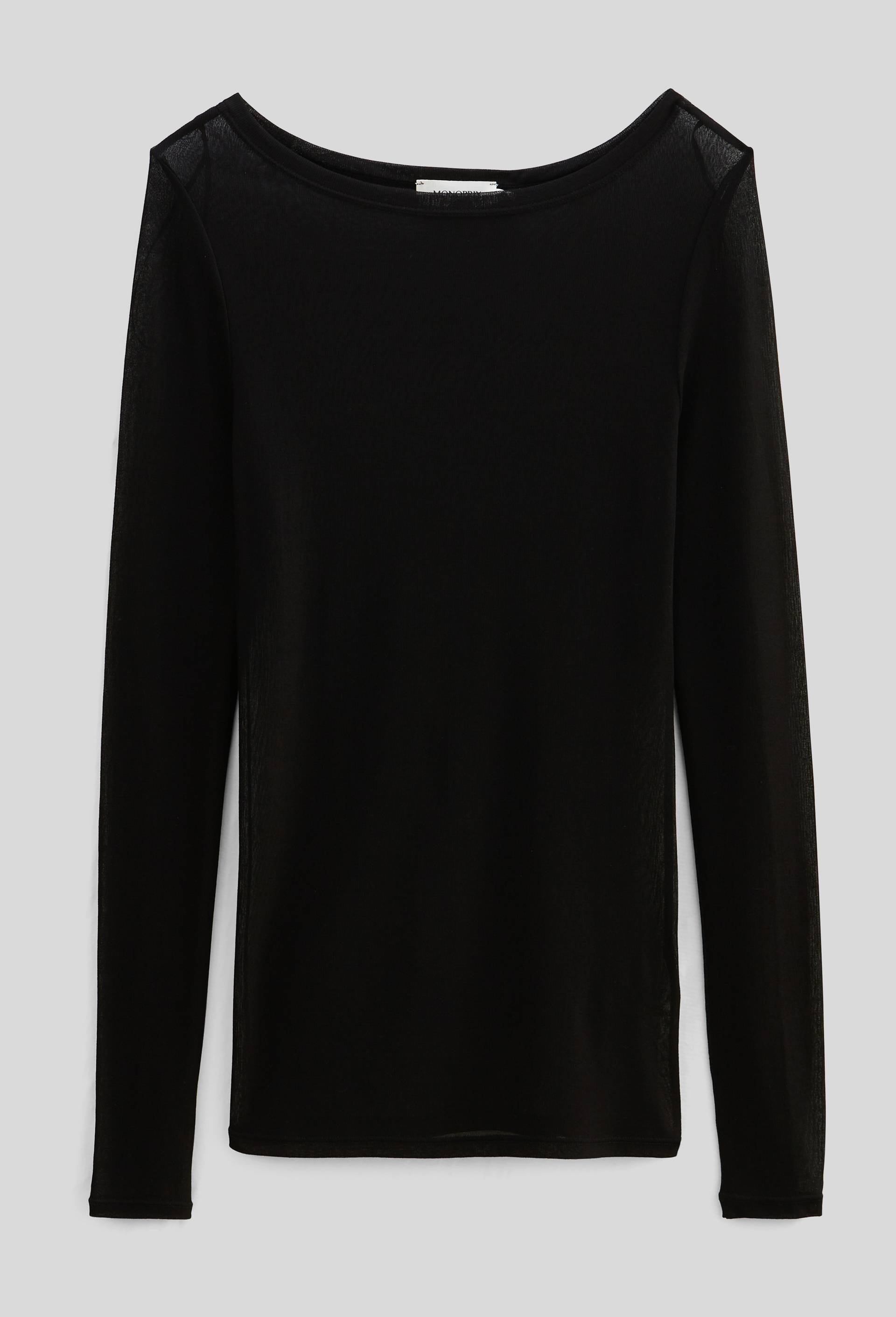 T-shirt manches longues en soie, Noir, large image number 2