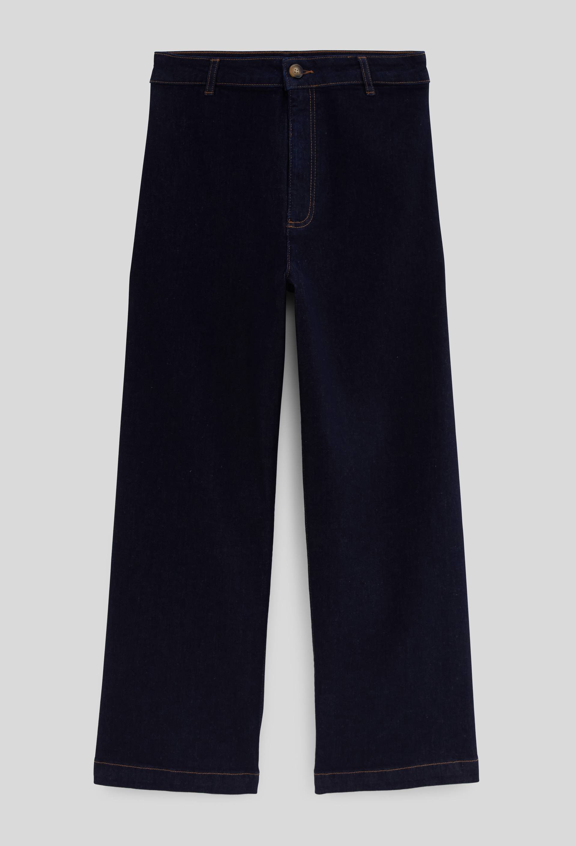 Jean large taille haute crop, Bleu fonc&eacute;, large image number 2