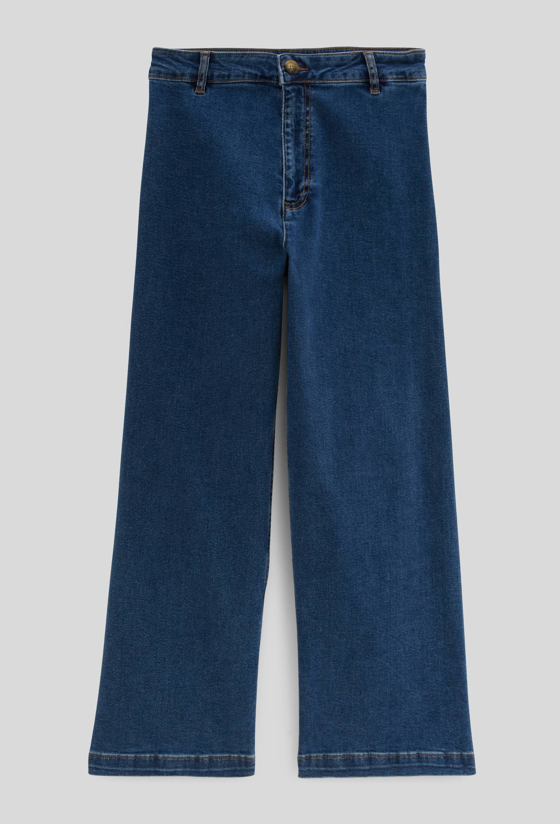 Jean large taille haute crop, Bleu fonc&eacute;, large image number 2.0