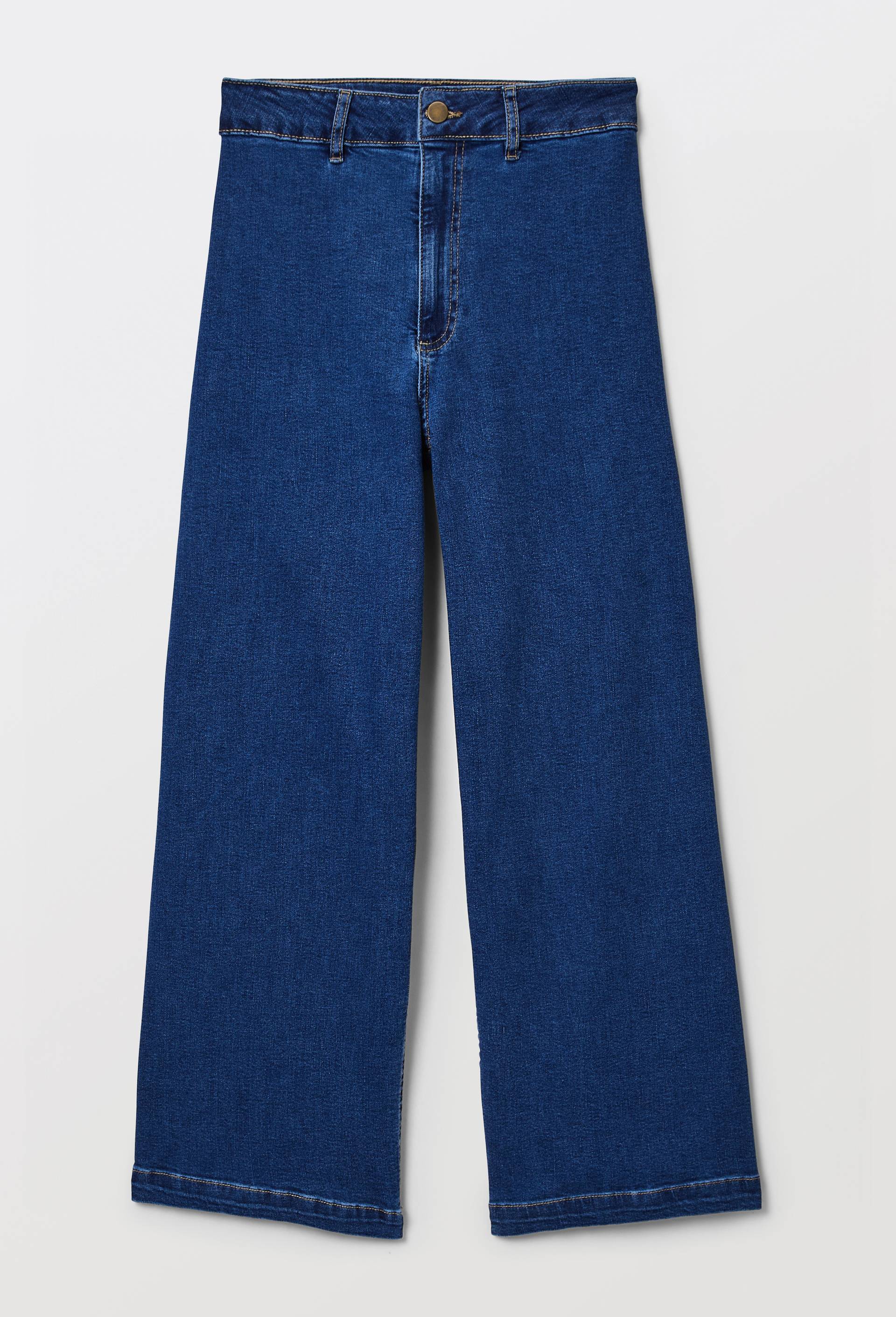 Jean large taille haute crop, Bleu fonc&eacute;, large image number 2