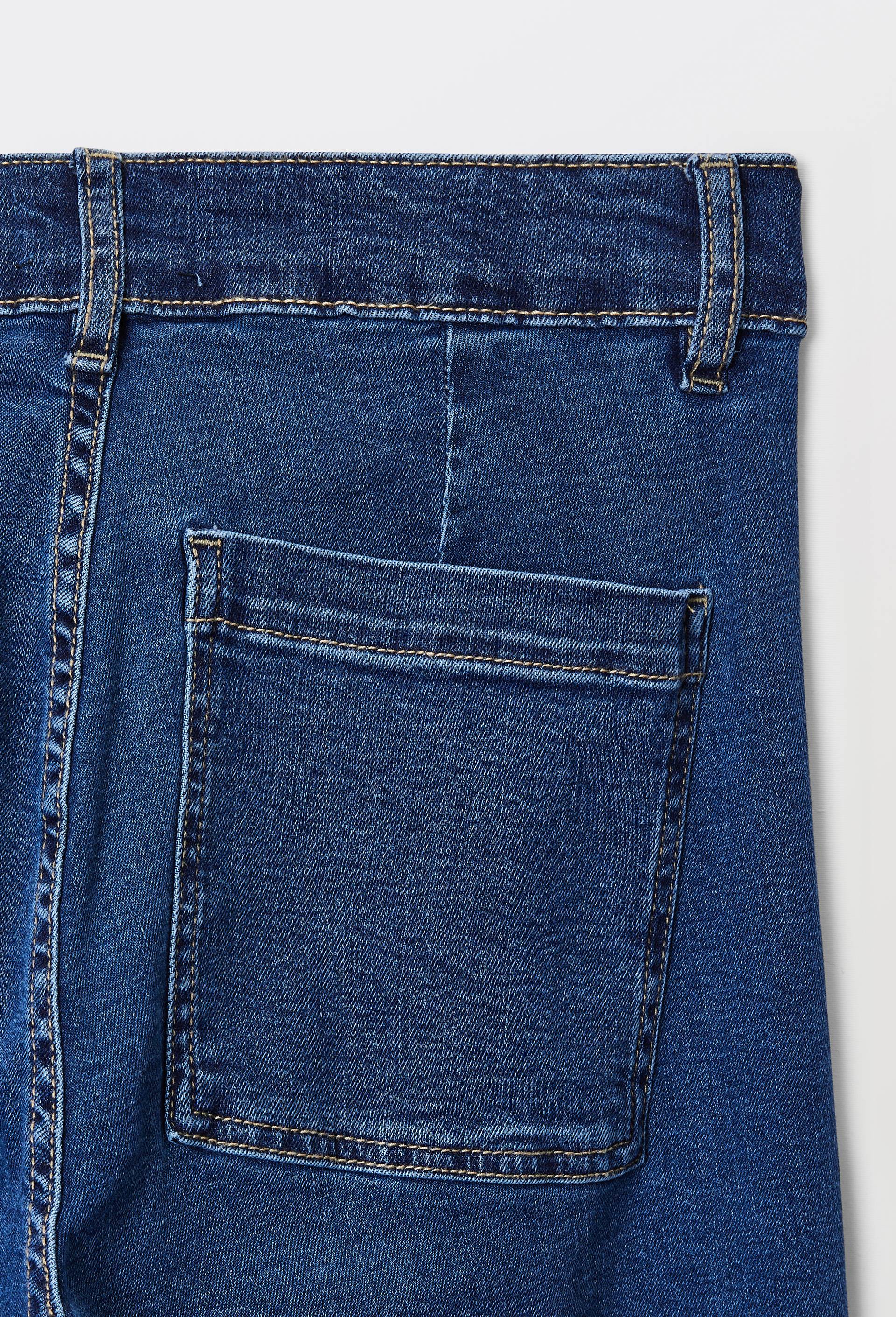 Jean large taille haute crop, Bleu fonc&eacute;, large image number 5