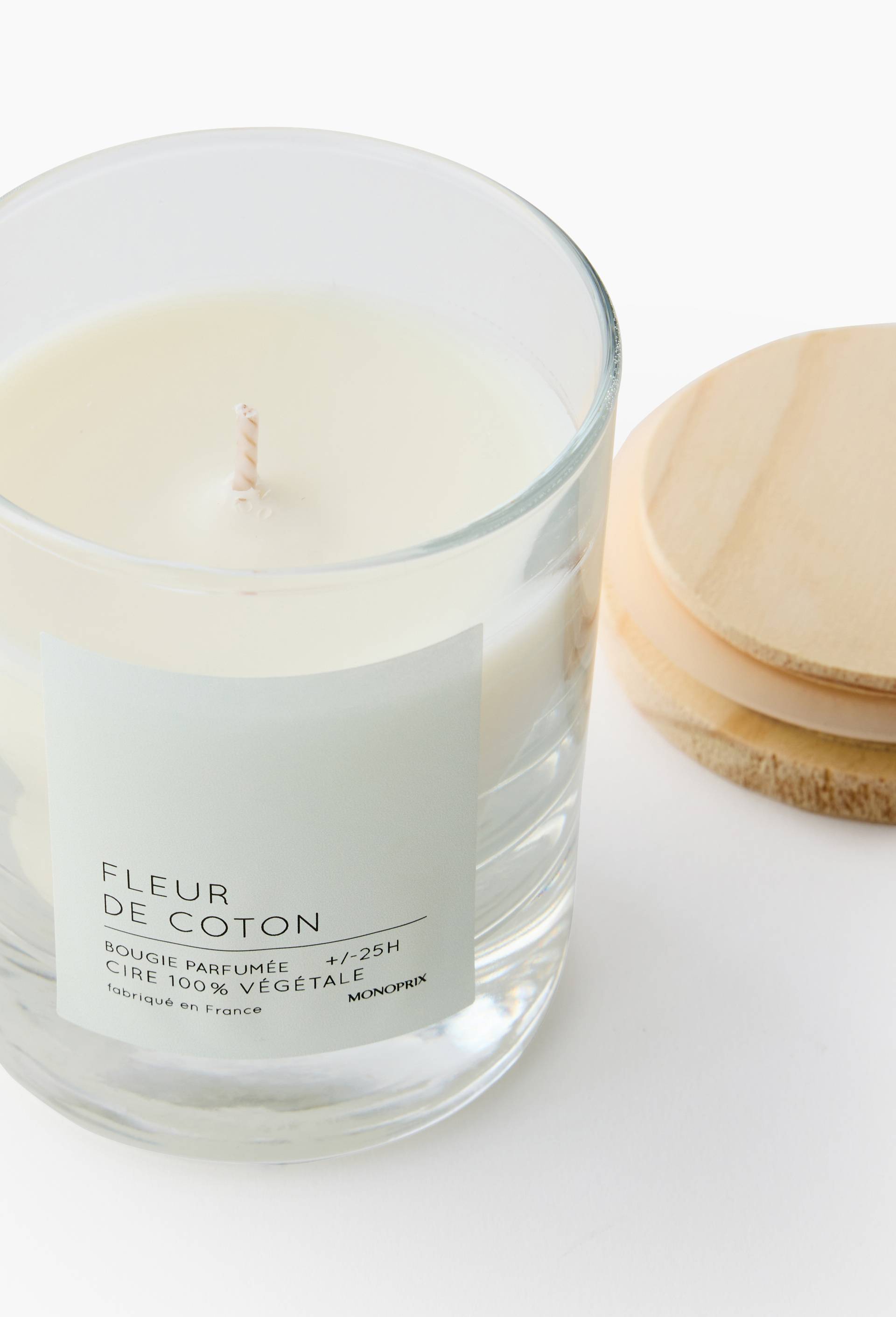 Bougie en cire v&eacute;g&eacute;tale parfum&eacute;e Fleur de coton, , large image number 1