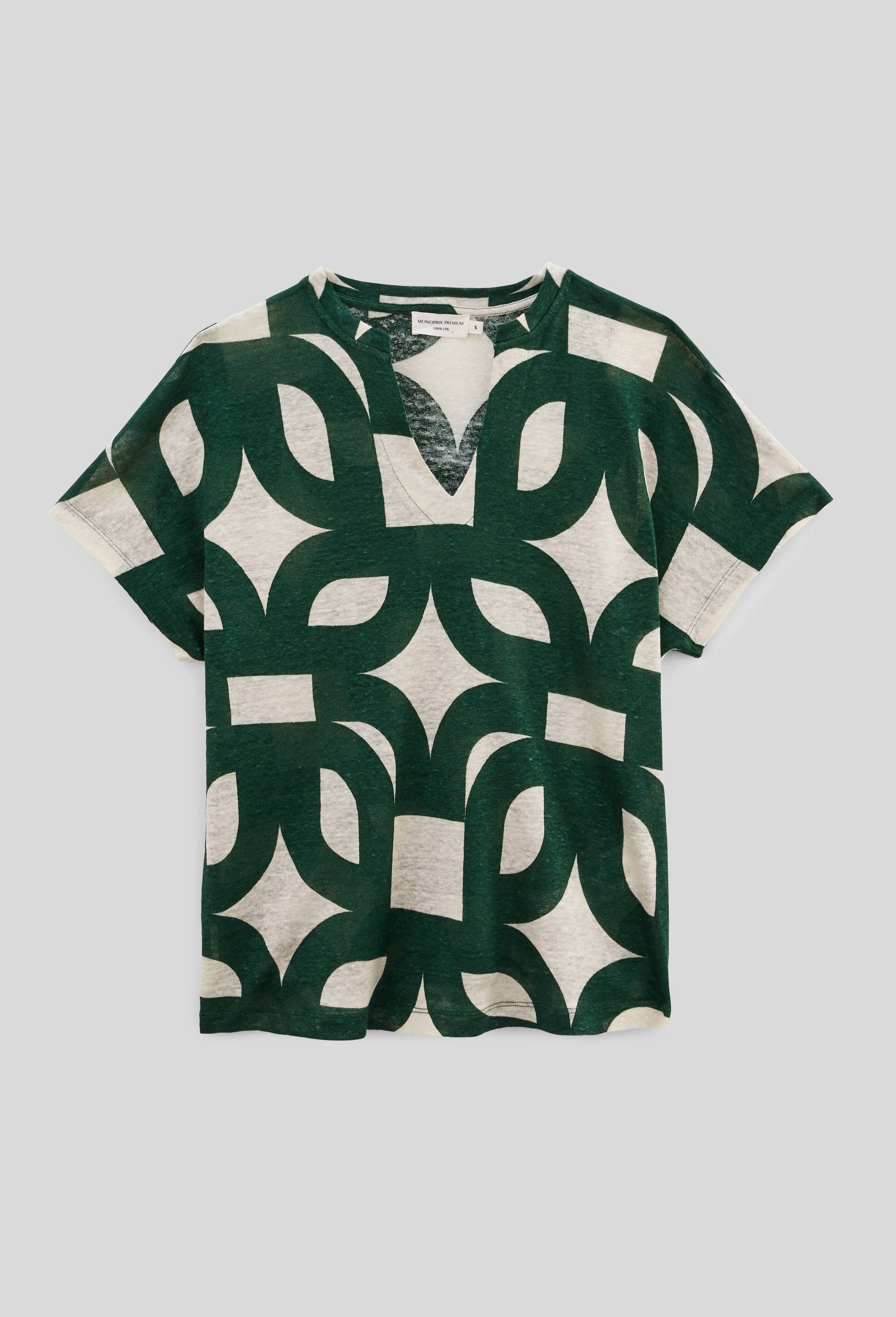 T-shirt &agrave; manches courtes imprim&eacute;, Vert fonc&eacute;, large image number 2