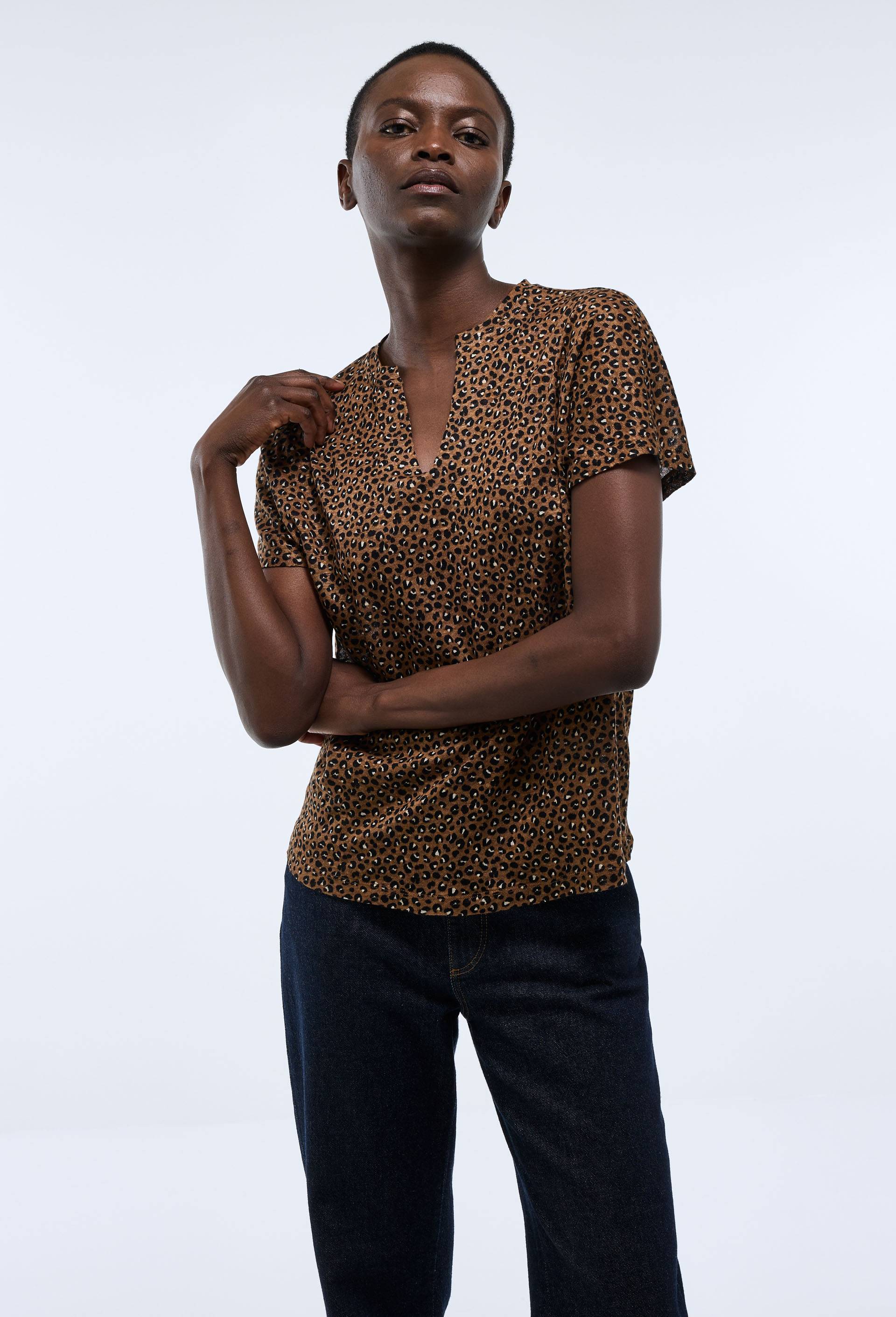 T-shirt manches courtes imprim&eacute;, Beige, swatch image