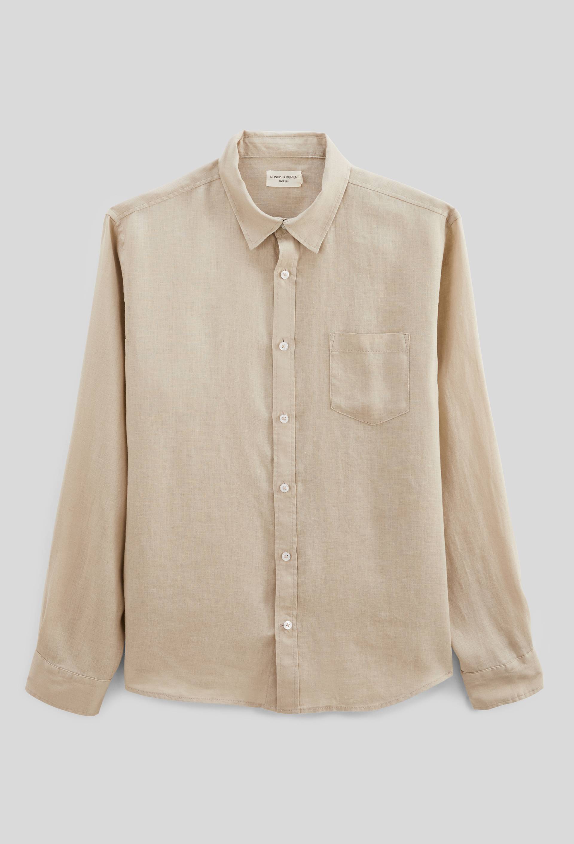 Chemise manches longues en lin, Beige clair, large image number 2