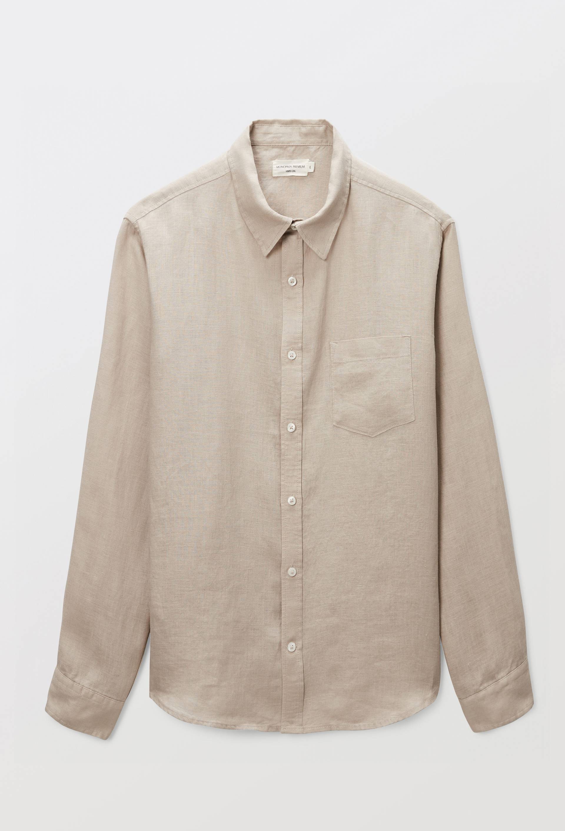 Chemise manches longues en lin, Beige clair, large image number 2