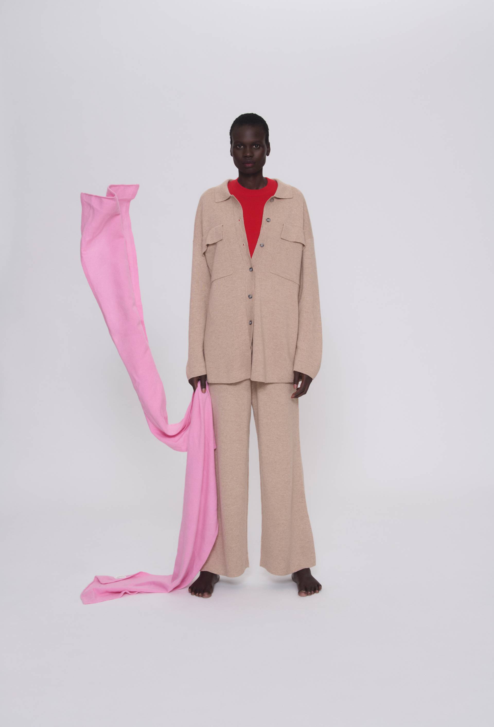 Sur chemise oversize en milano contenant de la laine, certifi&eacute; OEKOTEX, Beige, large image number 0