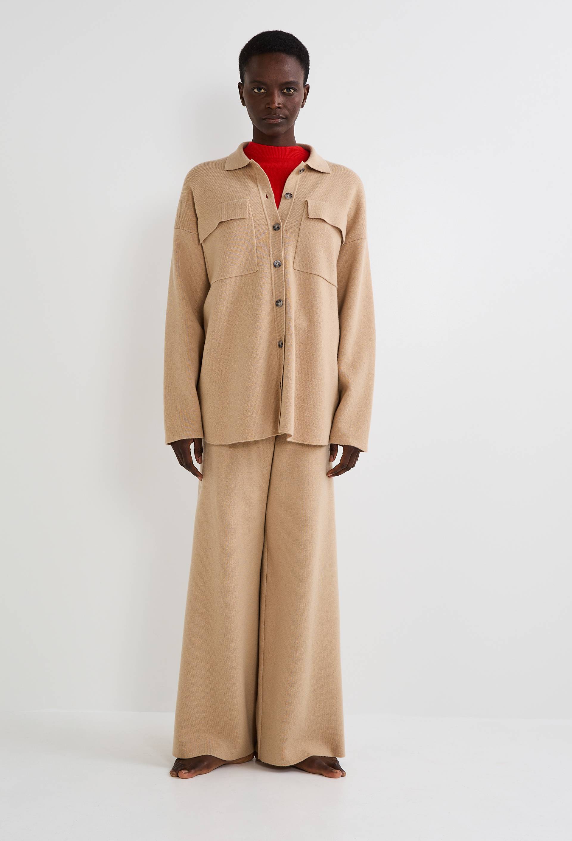 Sur chemise oversize en milano contenant de la laine, certifi&eacute; OEKOTEX, Beige, large image number 1