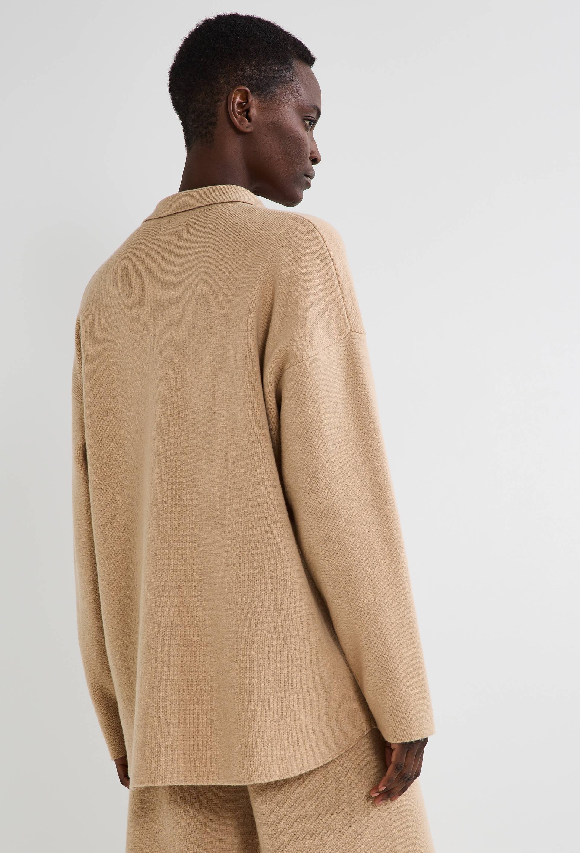 Sur chemise oversize en milano contenant de la laine, certifi&eacute; OEKOTEX, Beige, large image number 2
