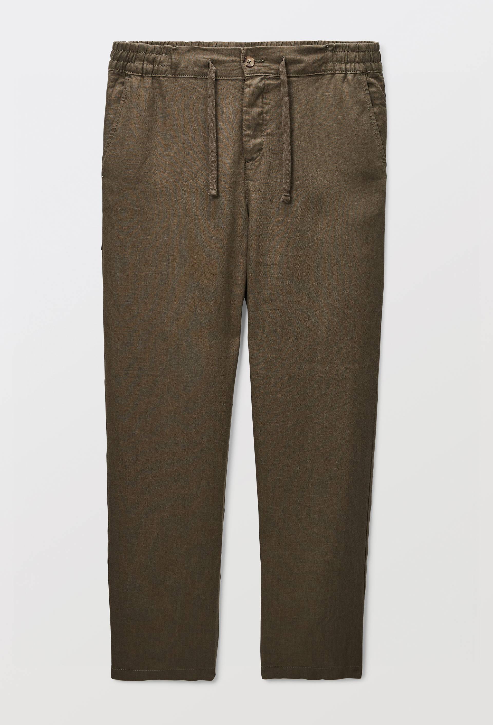 Pantalon &eacute;lastiqu&eacute; en lin, Vert fonc&eacute;, large image number 2.0