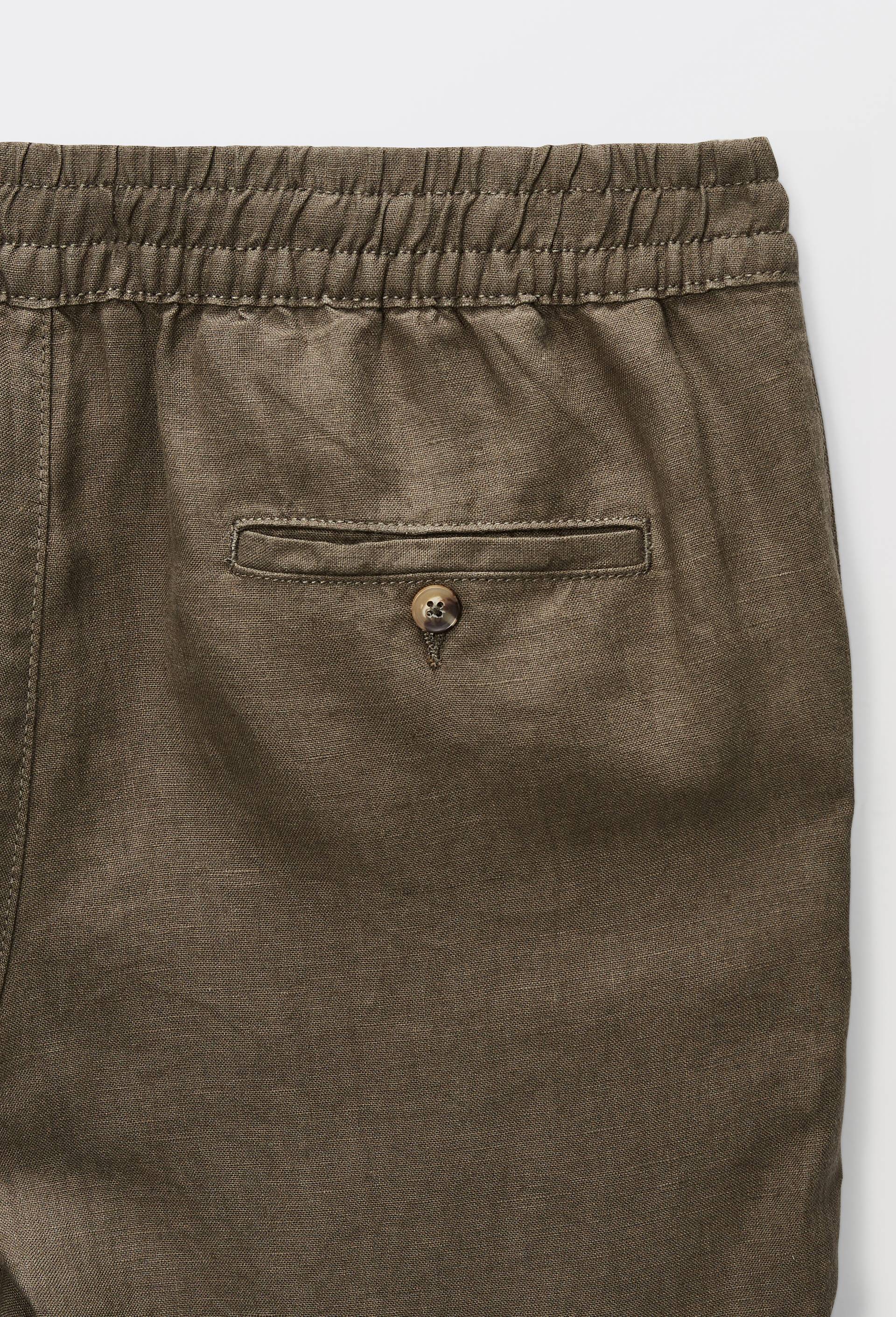 Pantalon &eacute;lastiqu&eacute; en lin, Vert fonc&eacute;, large image number 4.0