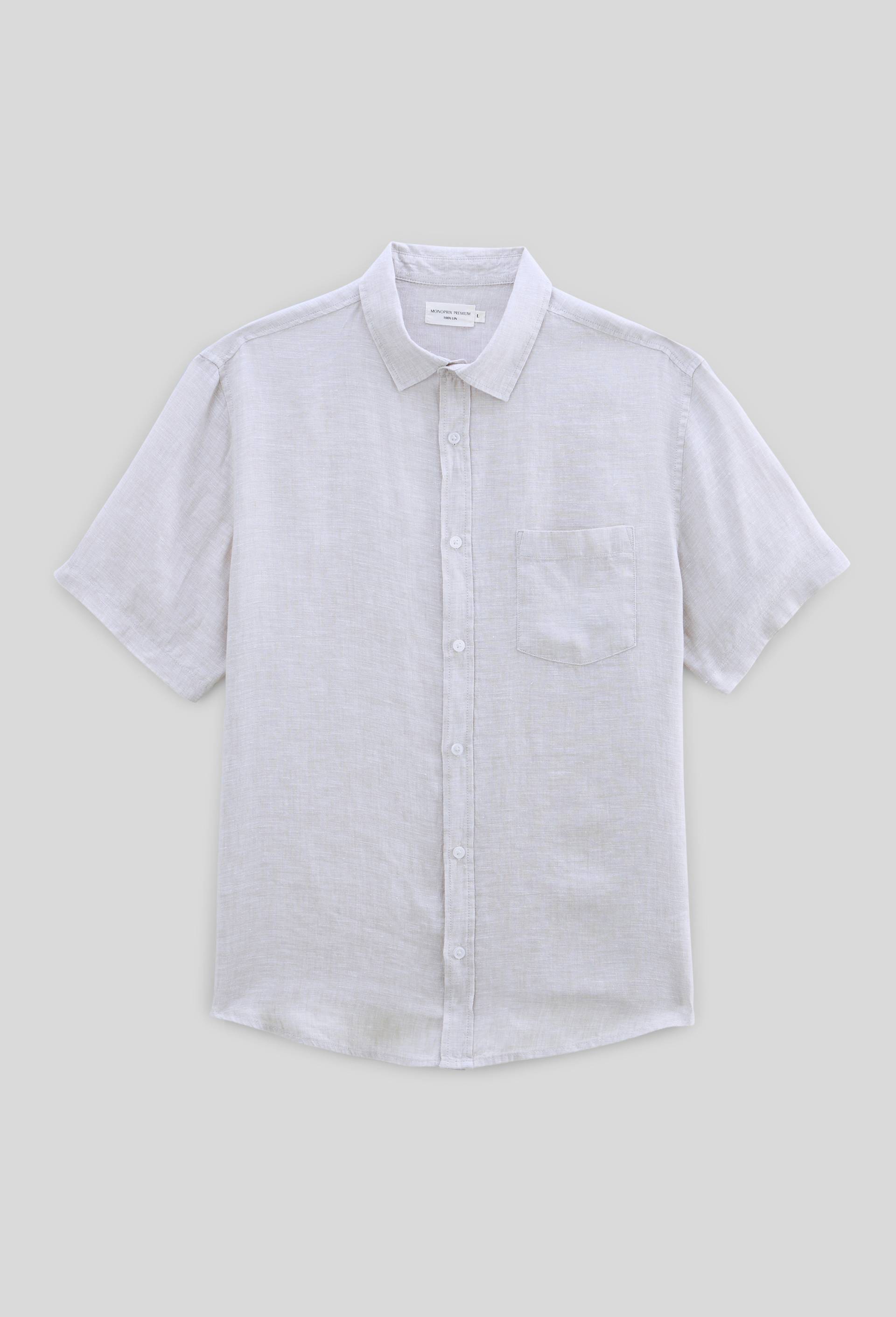 Chemise manches courtes en lin, Beige clair, large image number 3
