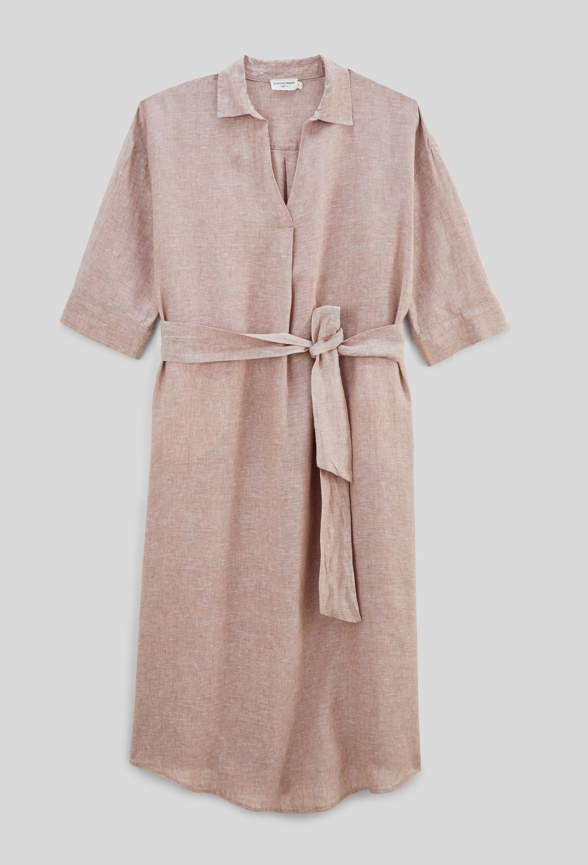 Robe courte unie en lin, Beige, large image number 2