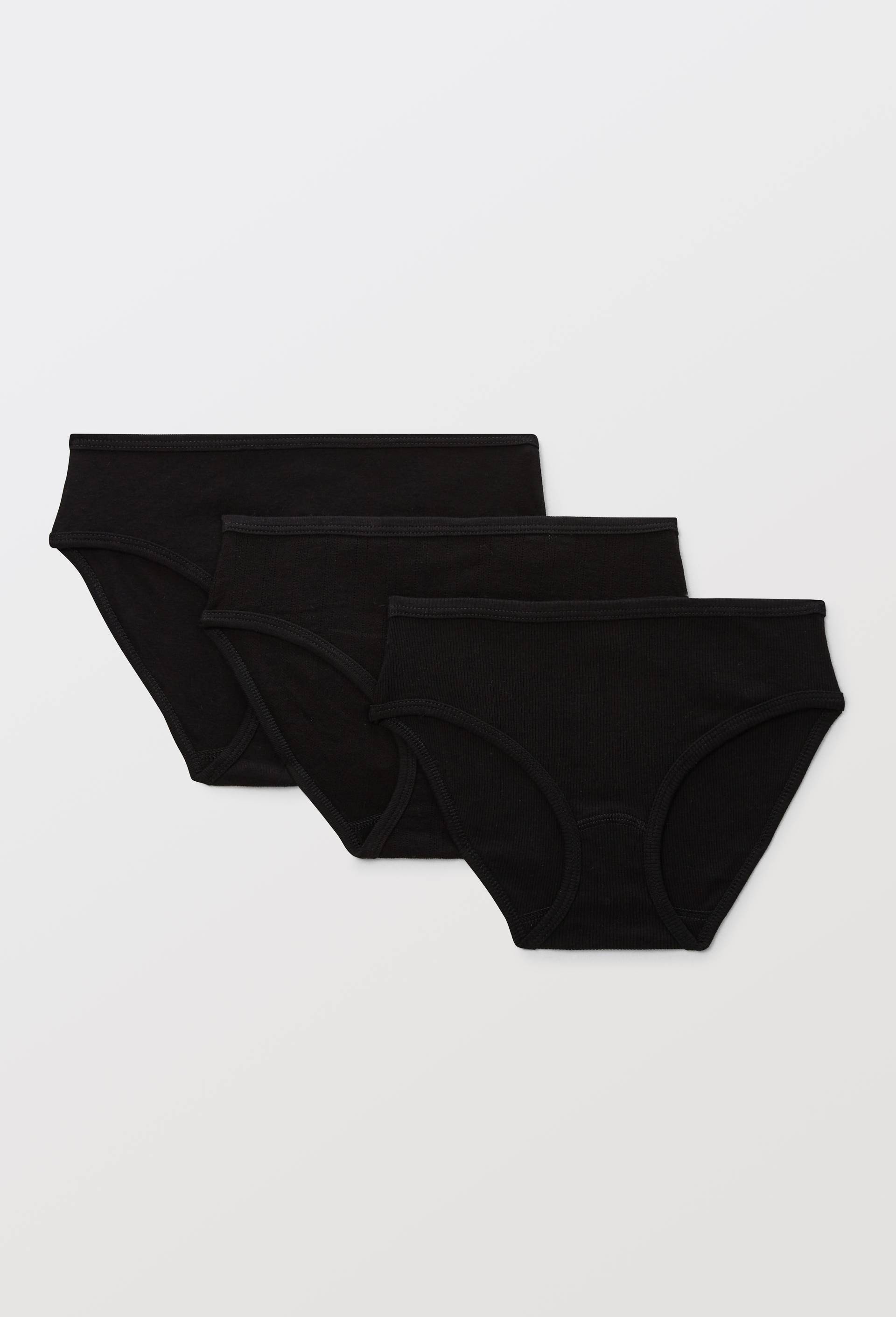 Lot de 3 culottes midi en coton BIO Petit Bateau, certifi&eacute; OEKO-TEX, Noir, large image number 2.0